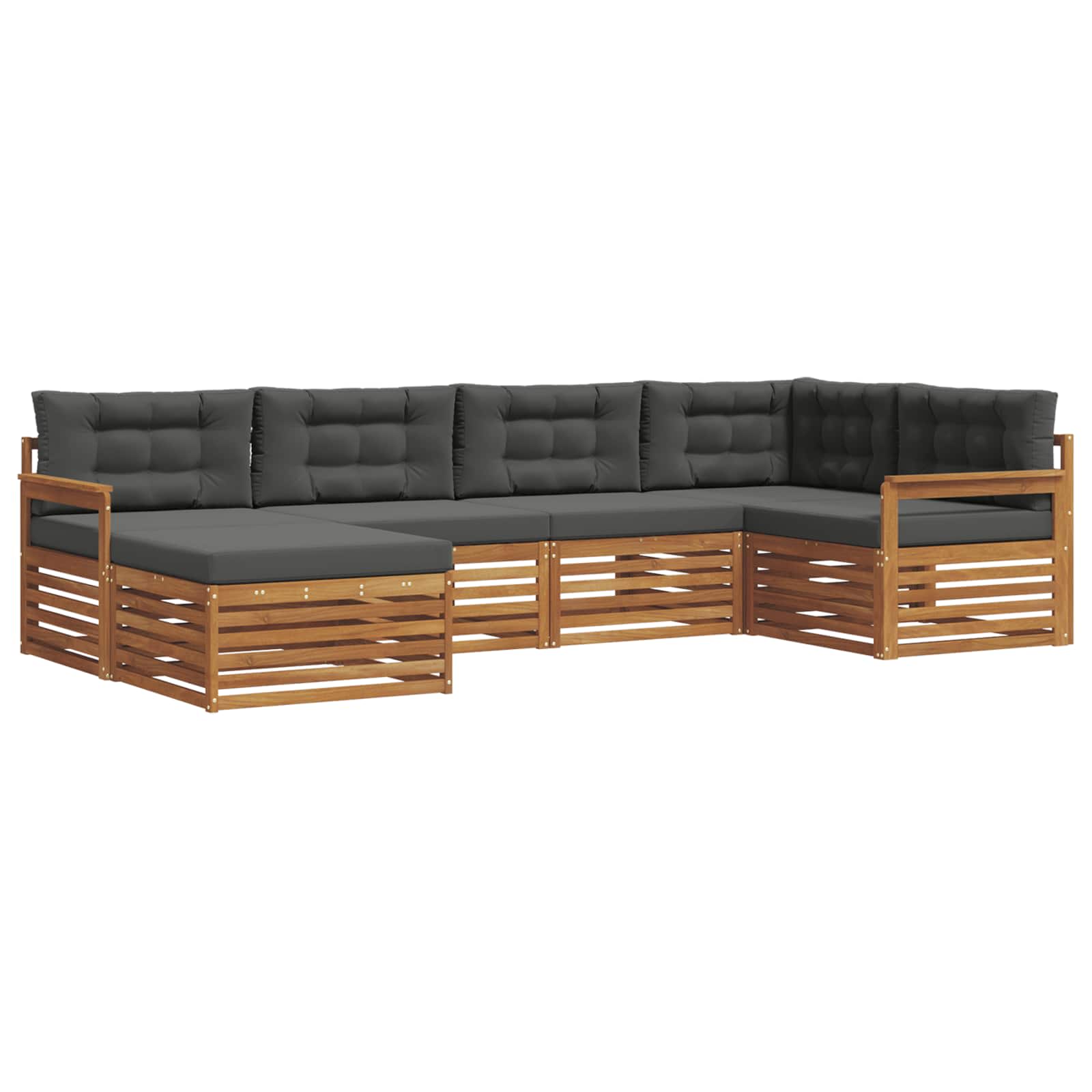 Buiten bankenset met kussen 6 pcs Natuurlijk en Antraciet is nu te koop bij PeponiXL, paradijselijk wonen!