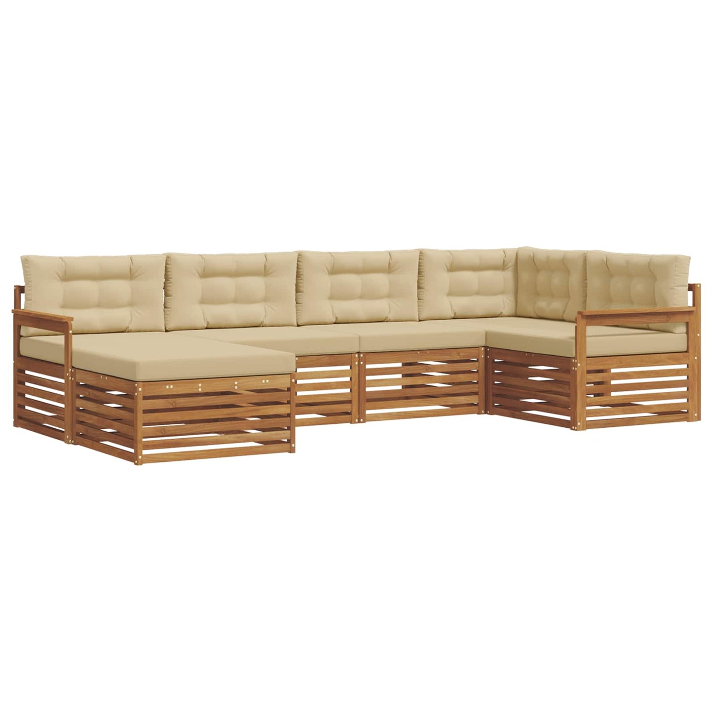 Buiten bankenset met kussen 6 pcs Natuurlijk en Beige is nu te koop bij PeponiXL, paradijselijk wonen!