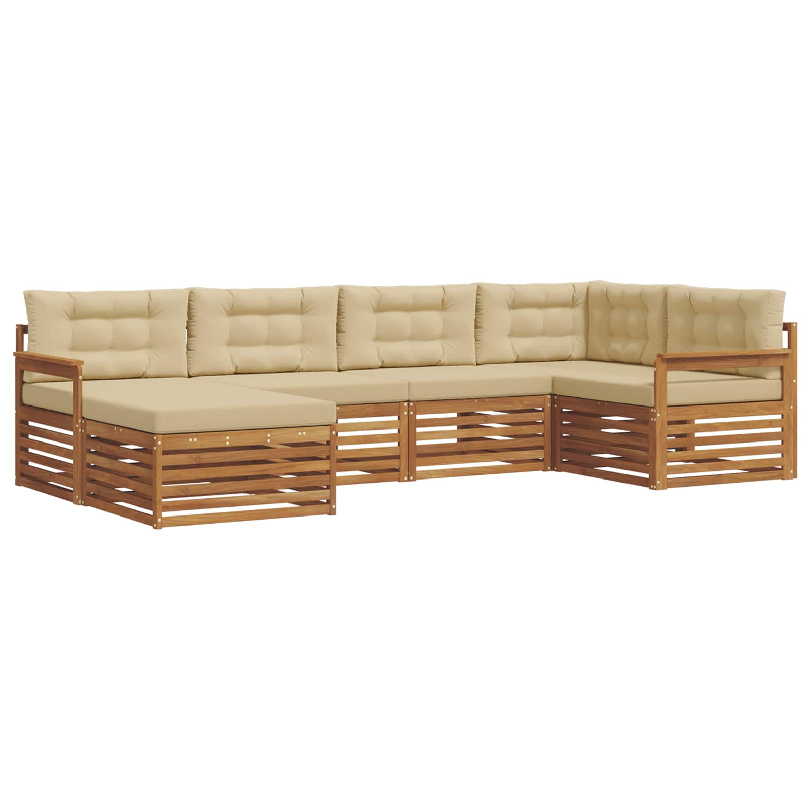 Buiten bankenset met kussen 6 pcs Natuurlijk en Beige is nu te koop bij PeponiXL, paradijselijk wonen!