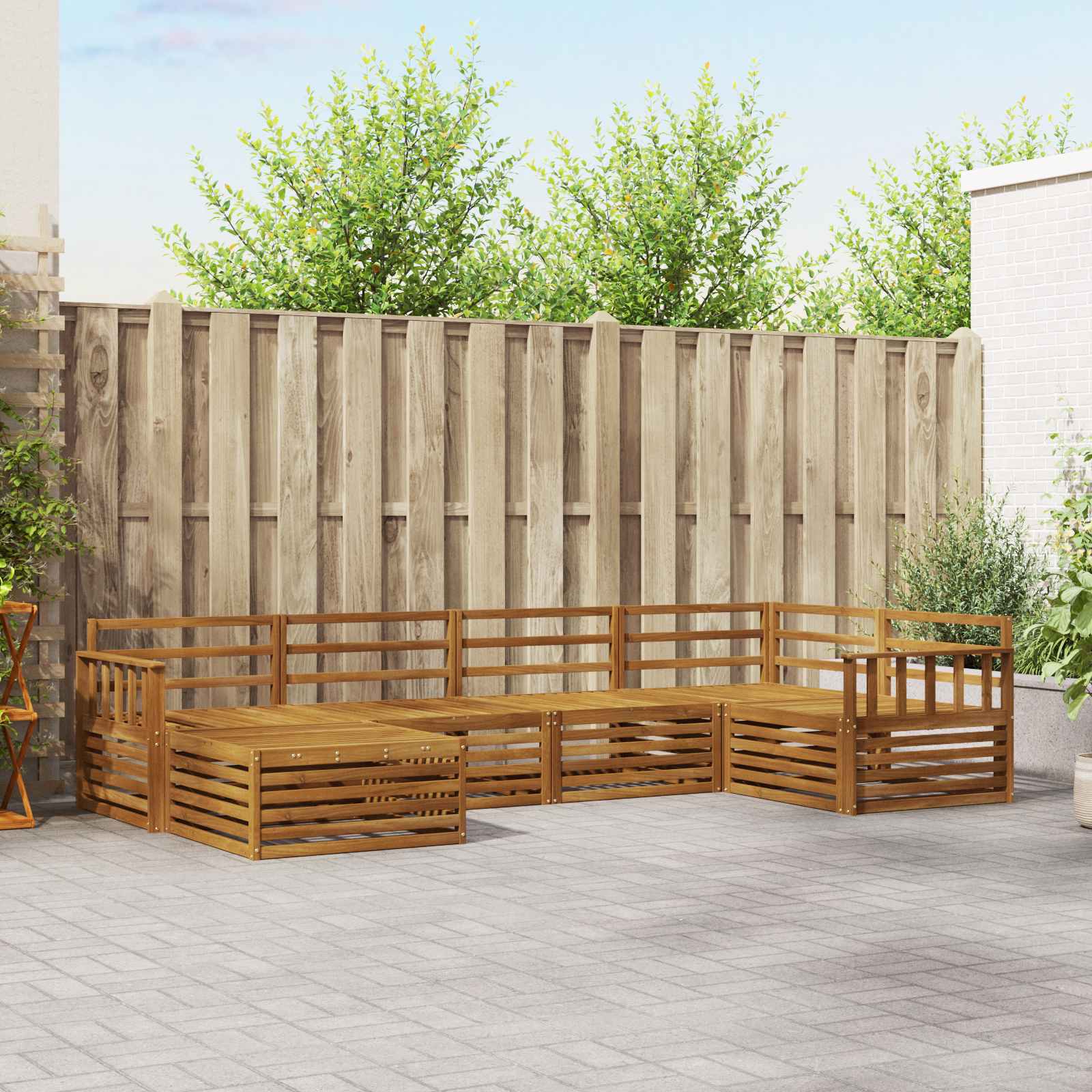 Buiten bankenset 6 pcs Naturel Massief Acaciahout is nu te koop bij PeponiXL, paradijselijk wonen!