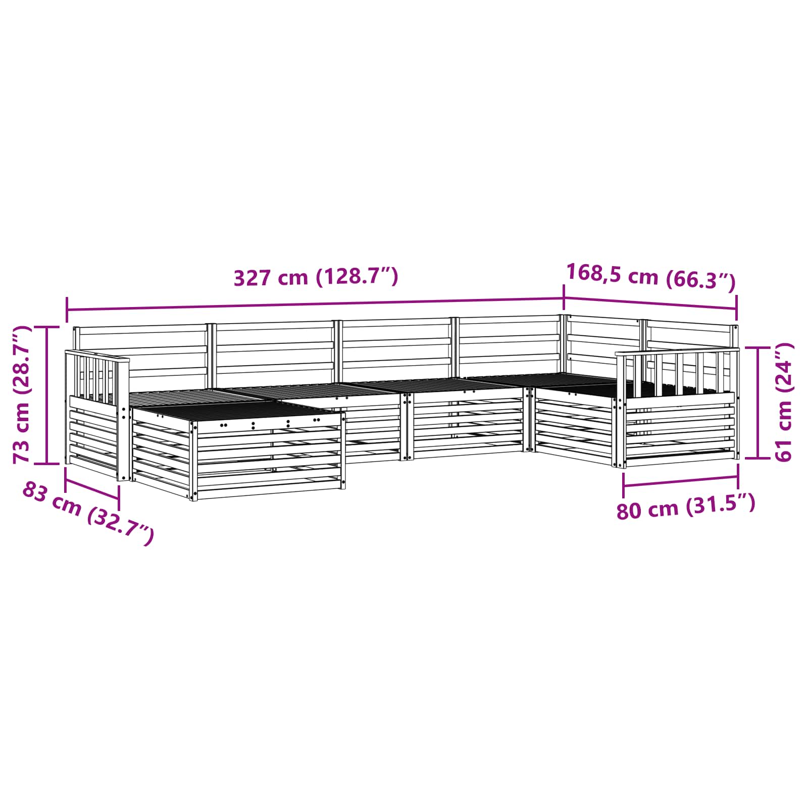 Buiten bankenset 6 pcs Naturel Massief Acaciahout is nu te koop bij PeponiXL, paradijselijk wonen!