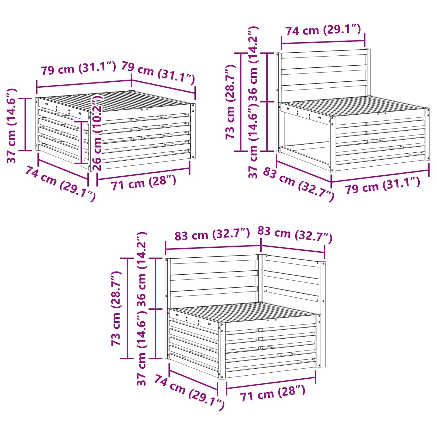 Buiten bankenset 6 pcs Naturel Massief Acaciahout is nu te koop bij PeponiXL, paradijselijk wonen!
