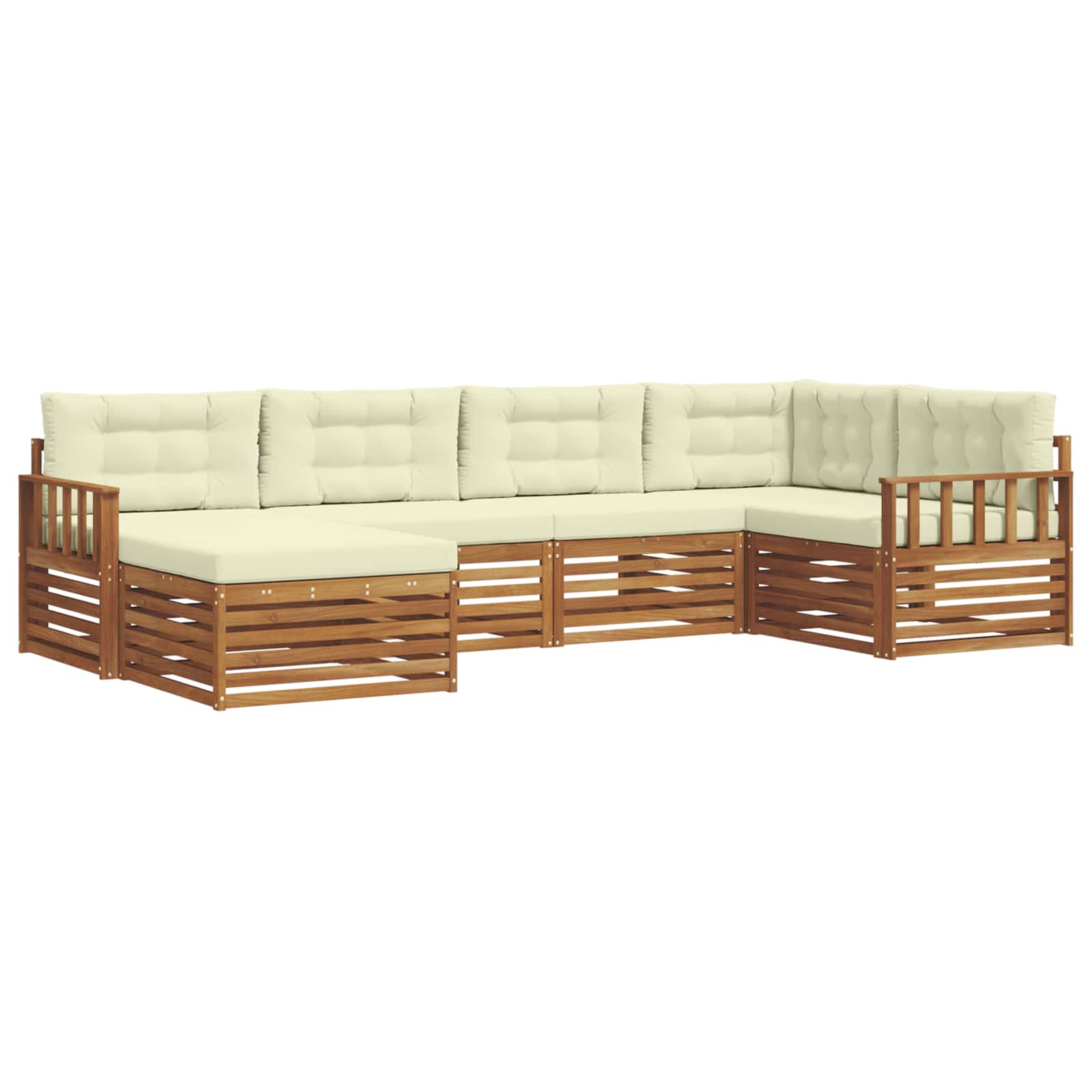 Buiten bankenset met kussen 6 pcs Natuurlijk en Crème is nu te koop bij PeponiXL, paradijselijk wonen!