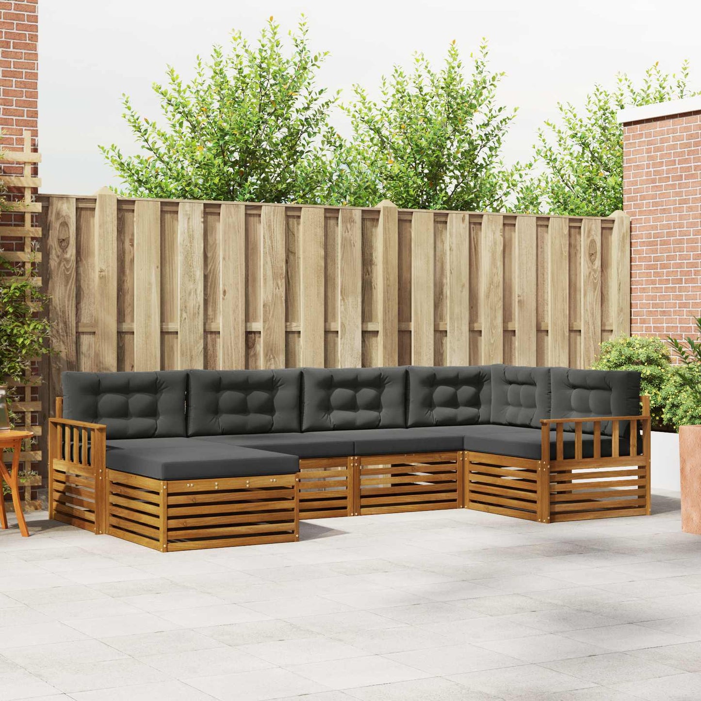 Buiten bankenset met kussen 6 pcs Natuurlijk en Antraciet is nu te koop bij PeponiXL, paradijselijk wonen!