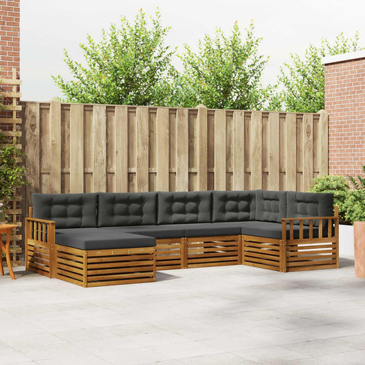 Buiten bankenset met kussen 6 pcs Natuurlijk en Antraciet is nu te koop bij PeponiXL, paradijselijk wonen!