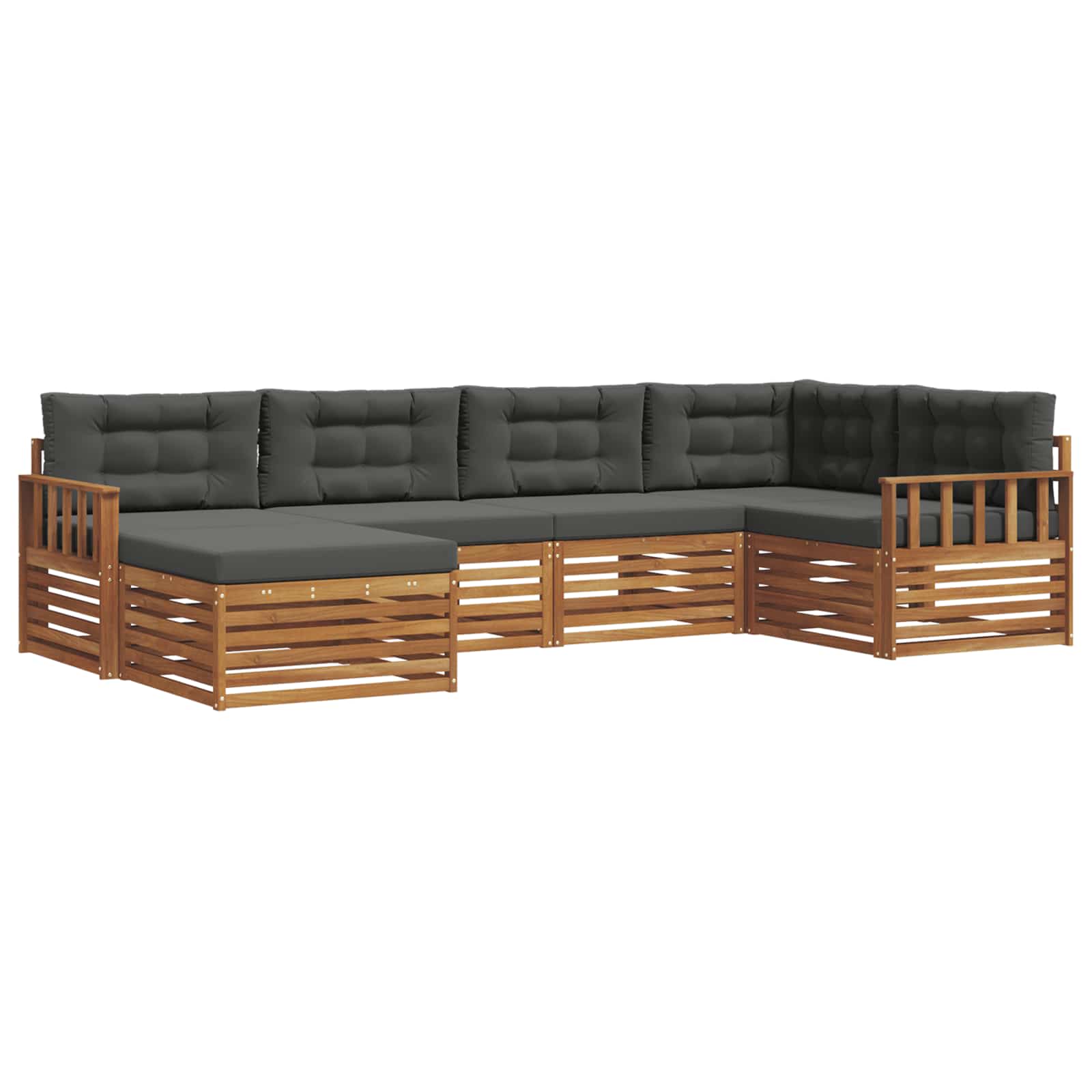 Buiten bankenset met kussen 6 pcs Natuurlijk en Antraciet is nu te koop bij PeponiXL, paradijselijk wonen!