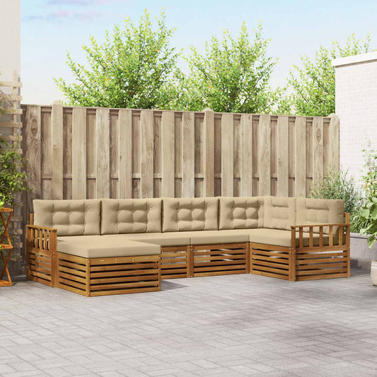 Buiten bankenset met kussen 6 pcs Natuurlijk en Beige is nu te koop bij PeponiXL, paradijselijk wonen!
