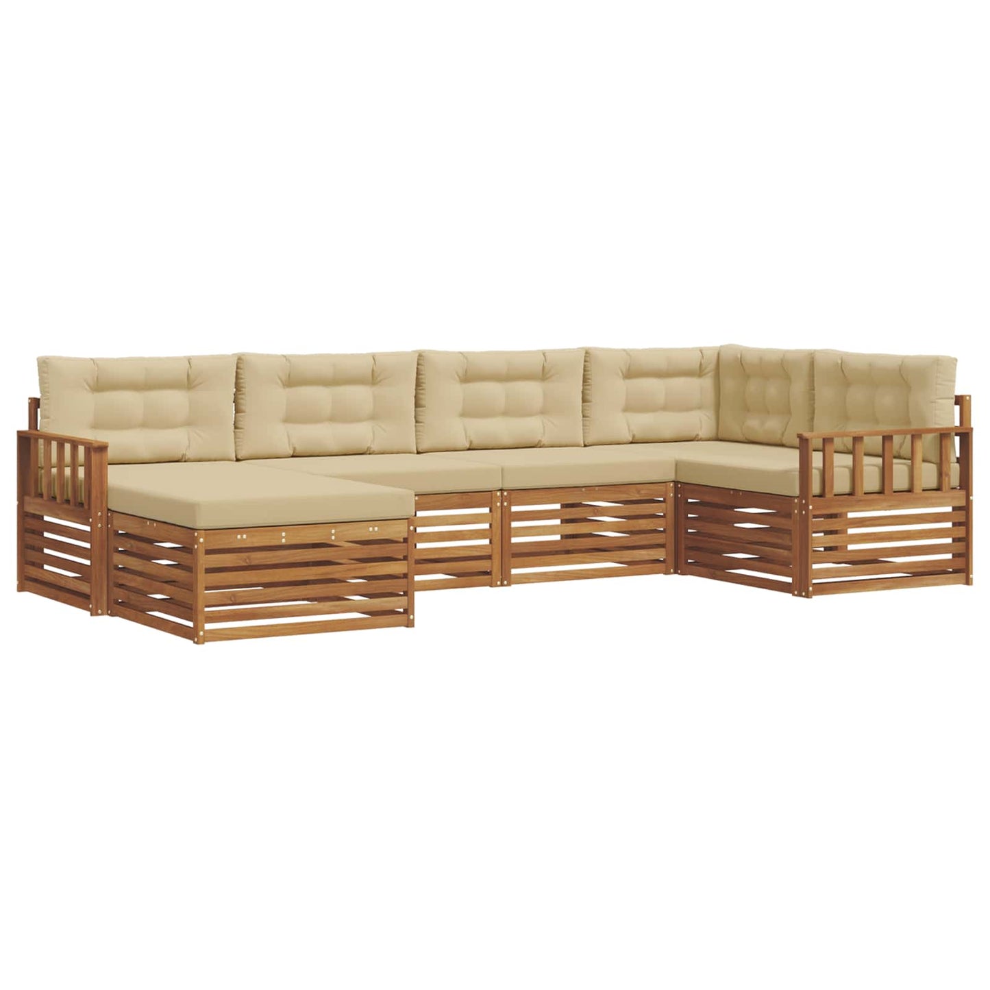 Buiten bankenset met kussen 6 pcs Natuurlijk en Beige is nu te koop bij PeponiXL, paradijselijk wonen!