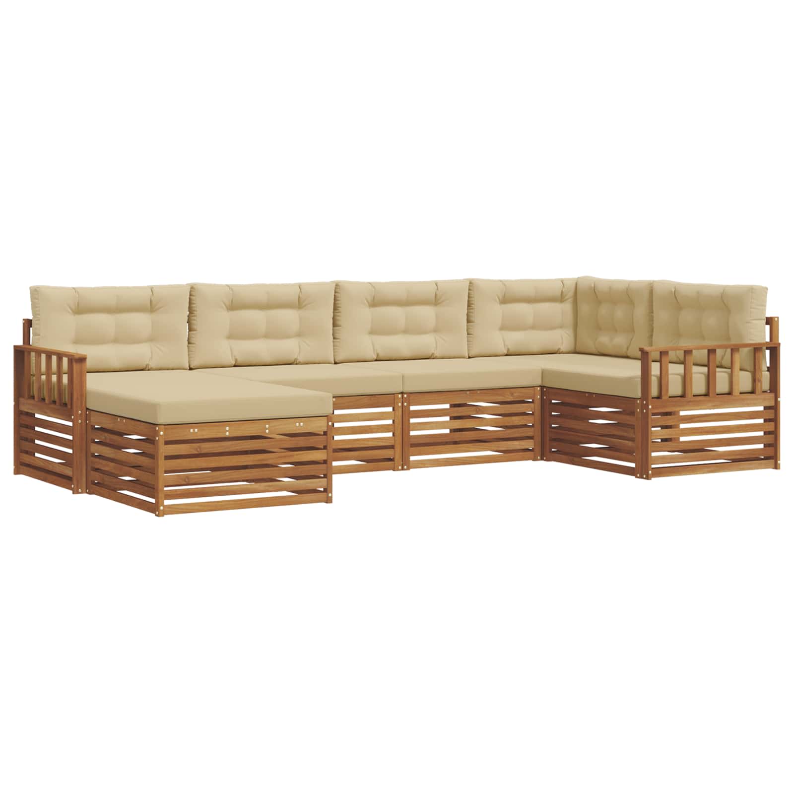 Buiten bankenset met kussen 6 pcs Natuurlijk en Beige is nu te koop bij PeponiXL, paradijselijk wonen!