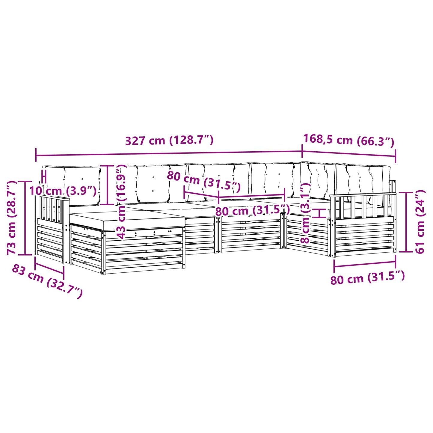 Buiten bankenset met kussen 6 pcs Natuurlijk en Beige is nu te koop bij PeponiXL, paradijselijk wonen!