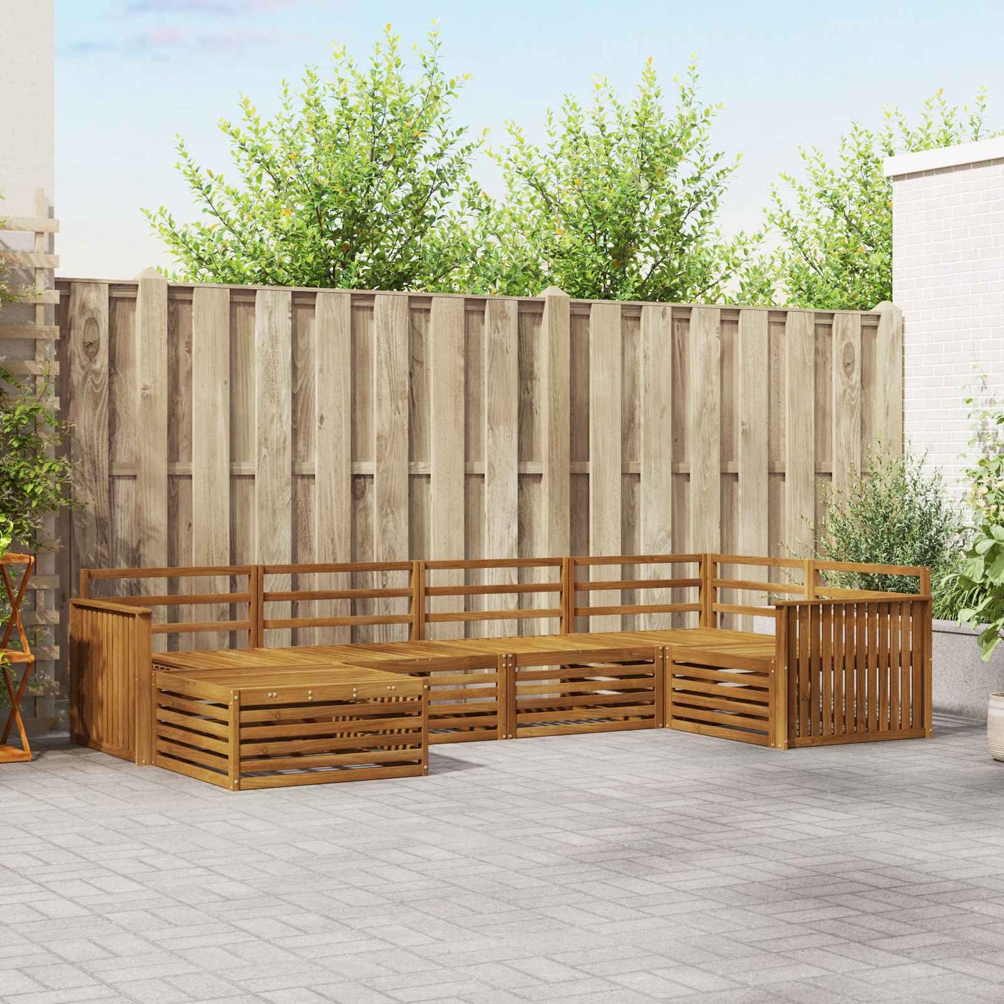 Buiten bankenset 6 pcs Naturel Massief Acaciahout is nu te koop bij PeponiXL, paradijselijk wonen!