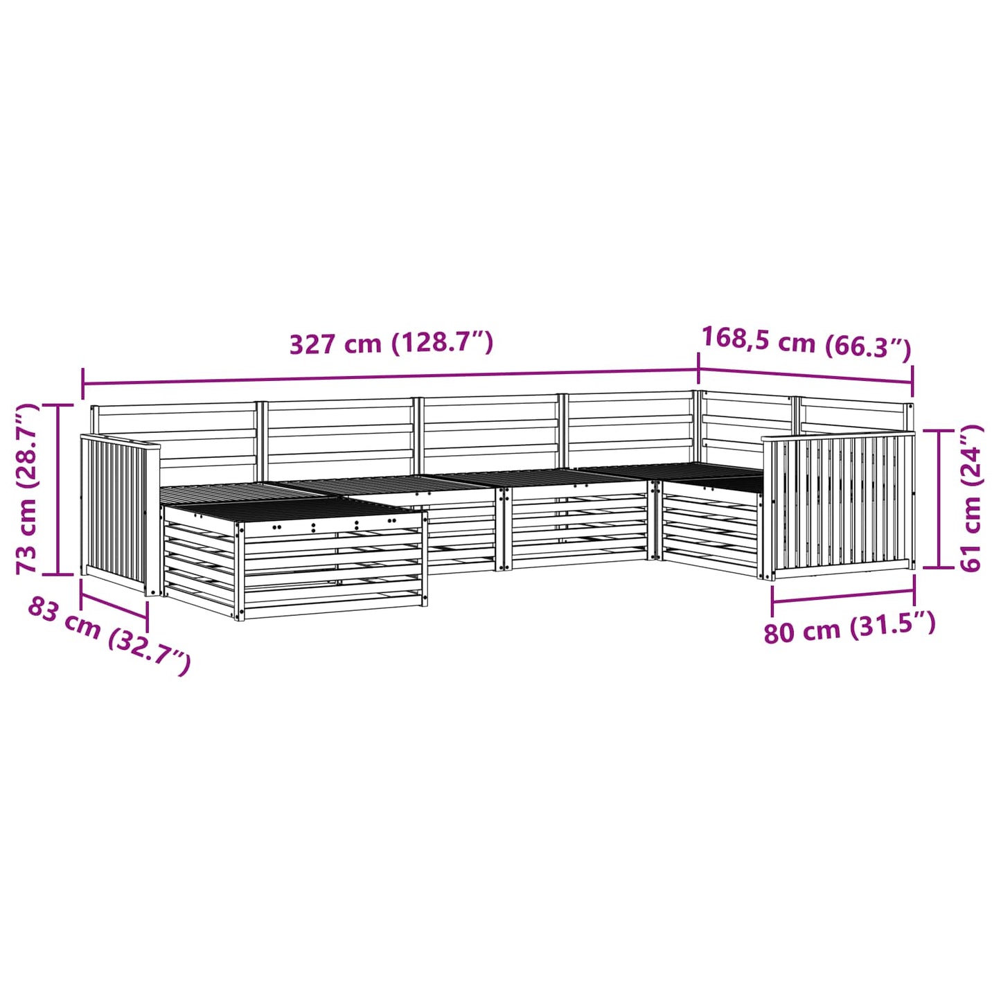 Buiten bankenset 6 pcs Naturel Massief Acaciahout is nu te koop bij PeponiXL, paradijselijk wonen!