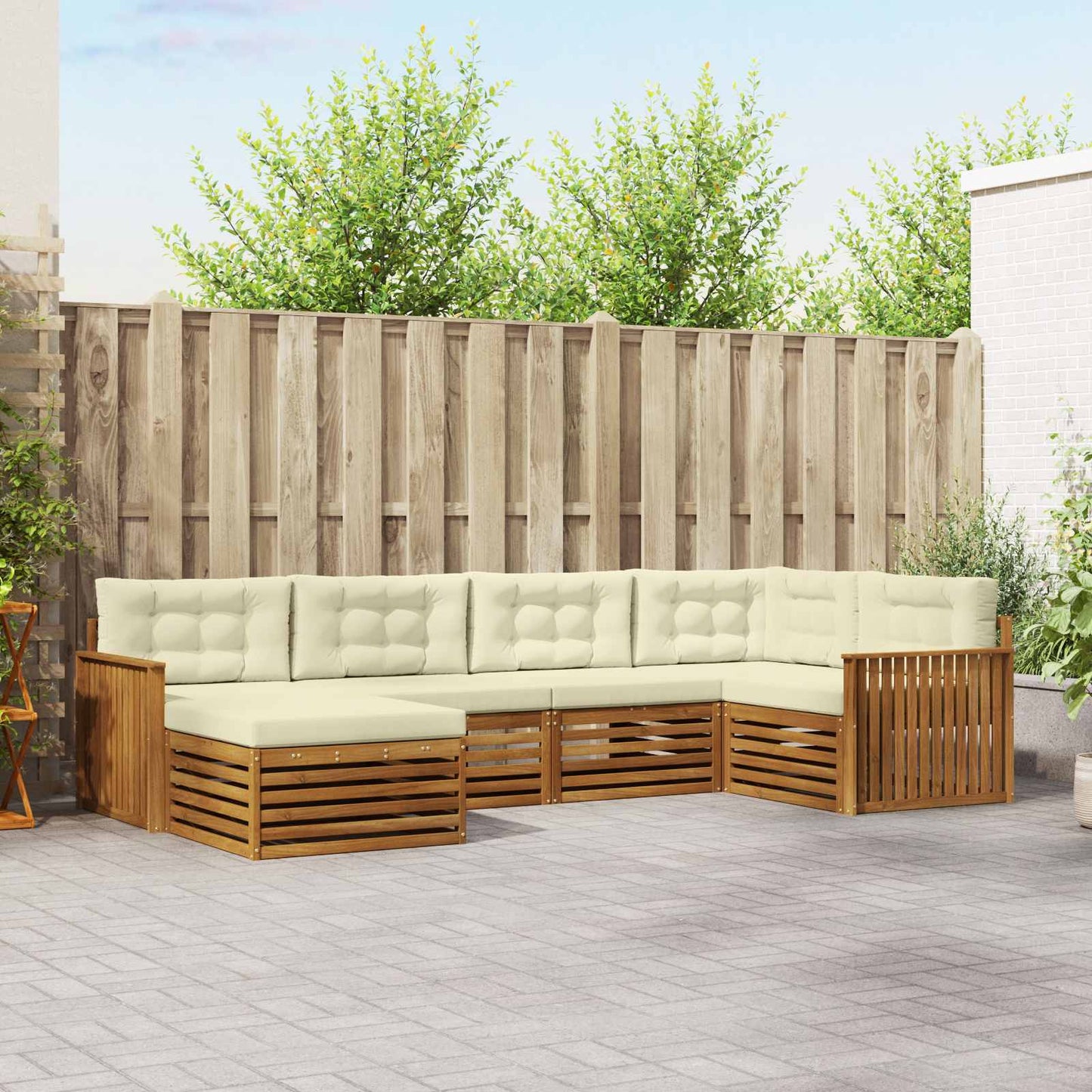 Buiten bankenset met kussen 6 pcs Natuurlijk en Crème is nu te koop bij PeponiXL, paradijselijk wonen!