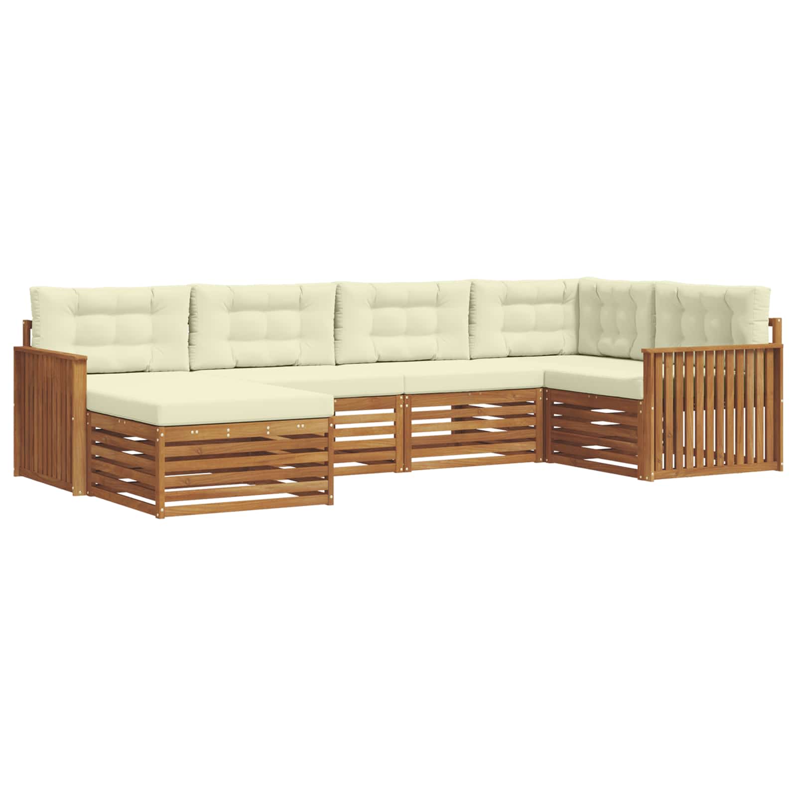 Buiten bankenset met kussen 6 pcs Natuurlijk en Crème is nu te koop bij PeponiXL, paradijselijk wonen!