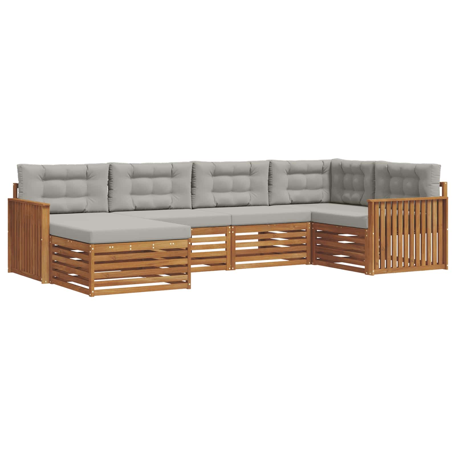Buiten bankenset met kussen 6 pcs Natuurlijk en Lichtgrijs is nu te koop bij PeponiXL, paradijselijk wonen!