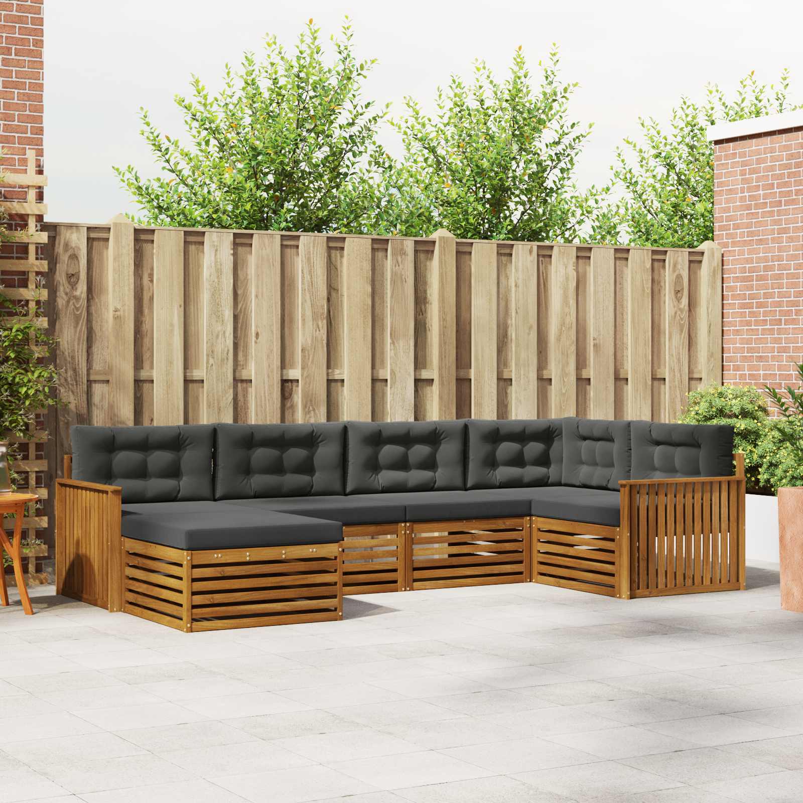 Buiten bankenset met kussen 6 pcs Natuurlijk en Antraciet is nu te koop bij PeponiXL, paradijselijk wonen!