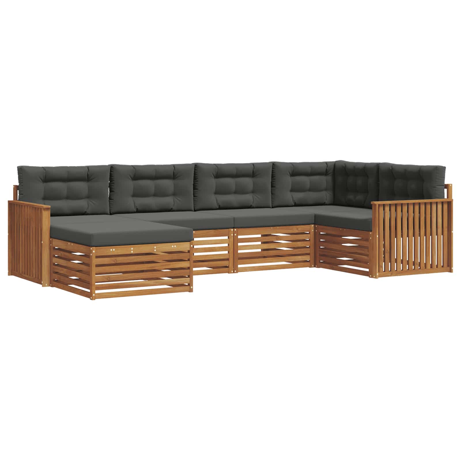 Buiten bankenset met kussen 6 pcs Natuurlijk en Antraciet is nu te koop bij PeponiXL, paradijselijk wonen!