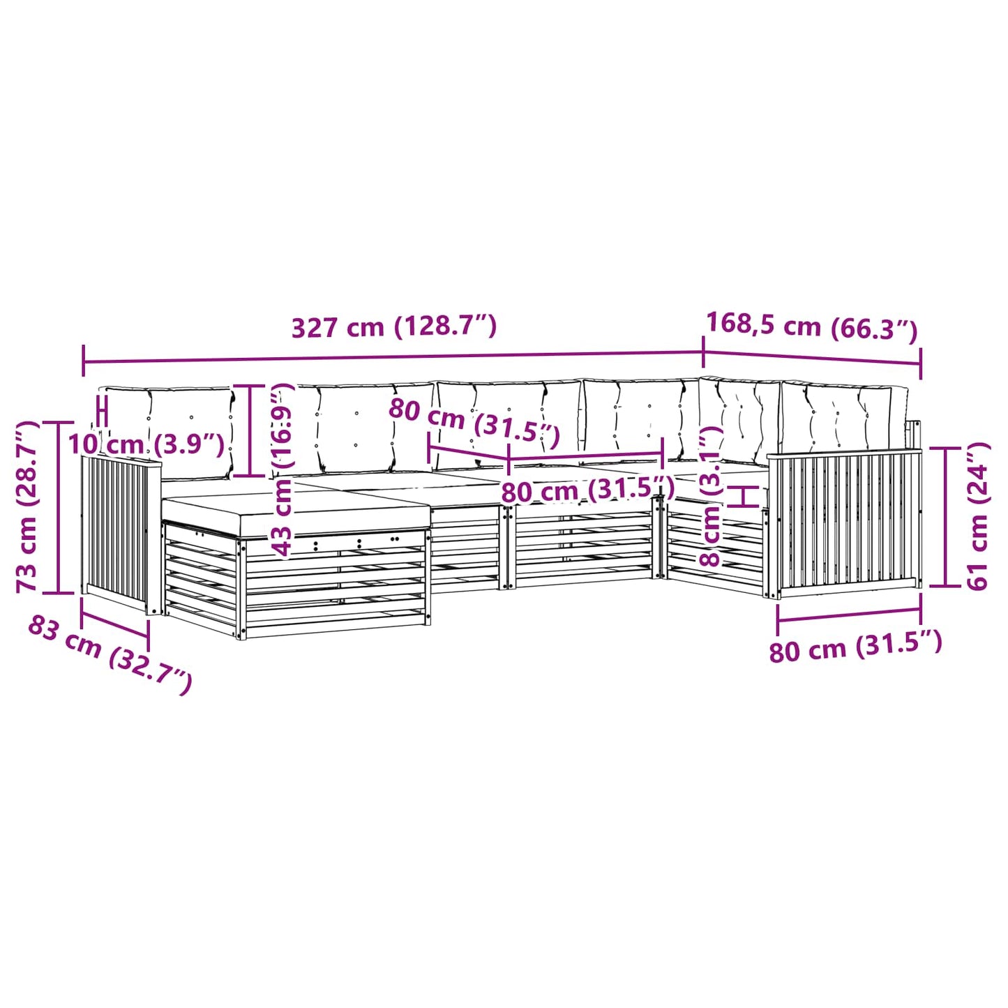 Buiten bankenset met kussen 6 pcs Natuurlijk en Antraciet is nu te koop bij PeponiXL, paradijselijk wonen!