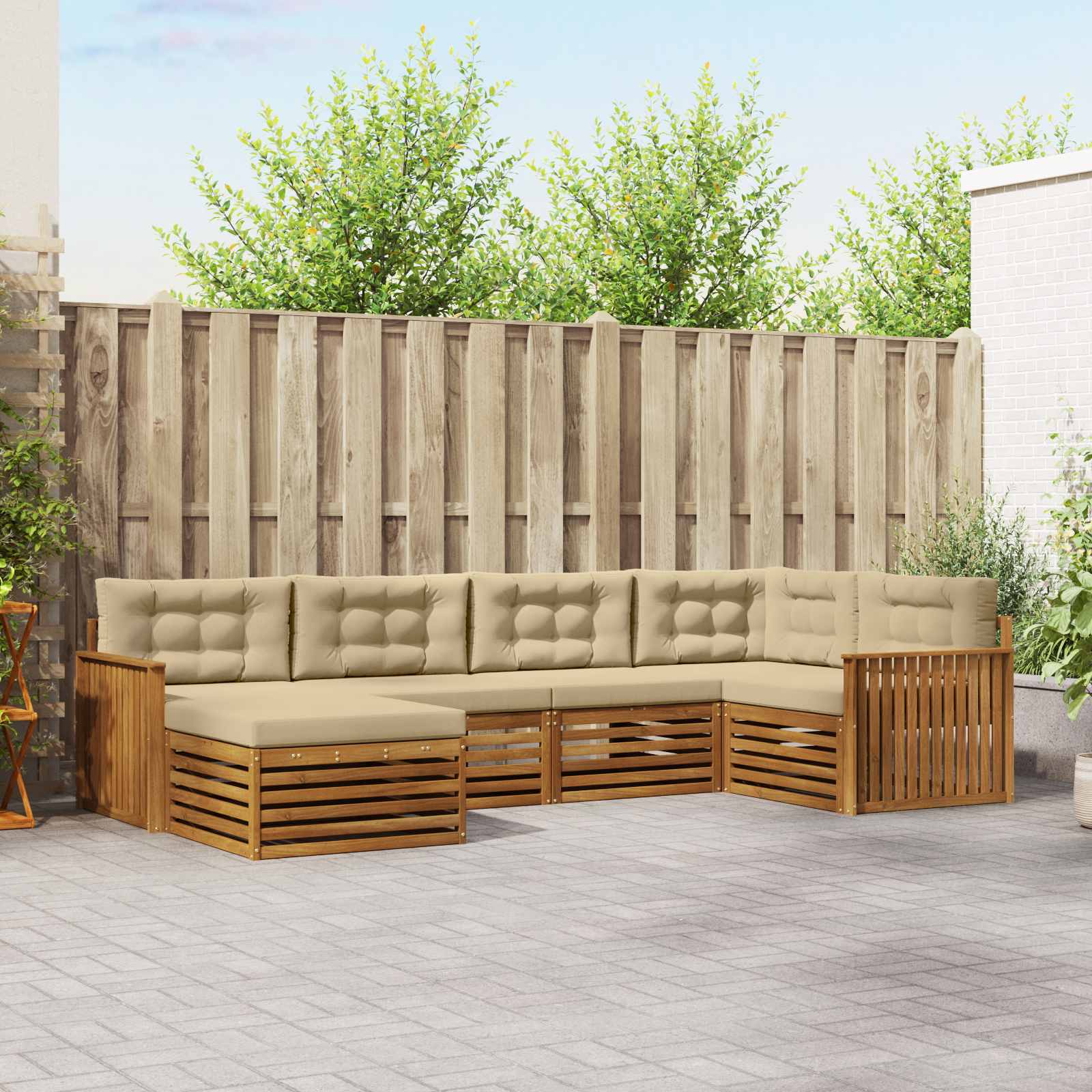 Buiten bankenset met kussen 6 pcs Natuurlijk en Beige is nu te koop bij PeponiXL, paradijselijk wonen!