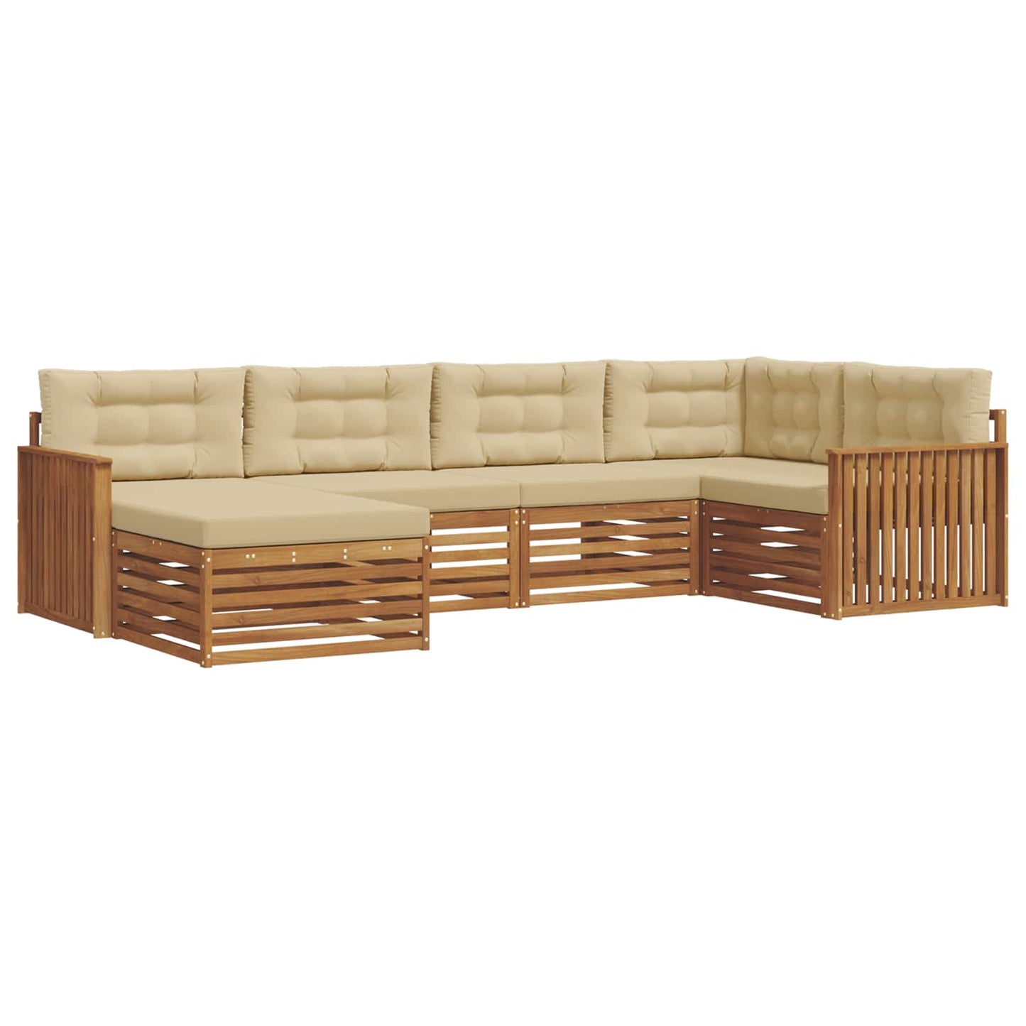 Buiten bankenset met kussen 6 pcs Natuurlijk en Beige is nu te koop bij PeponiXL, paradijselijk wonen!
