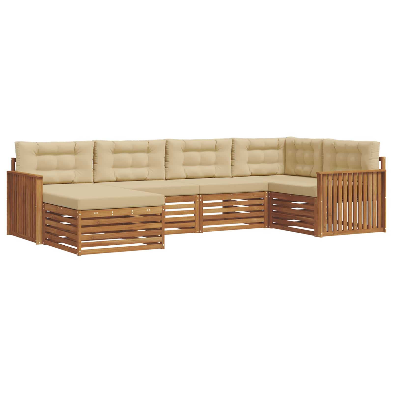 Buiten bankenset met kussen 6 pcs Natuurlijk en Beige is nu te koop bij PeponiXL, paradijselijk wonen!