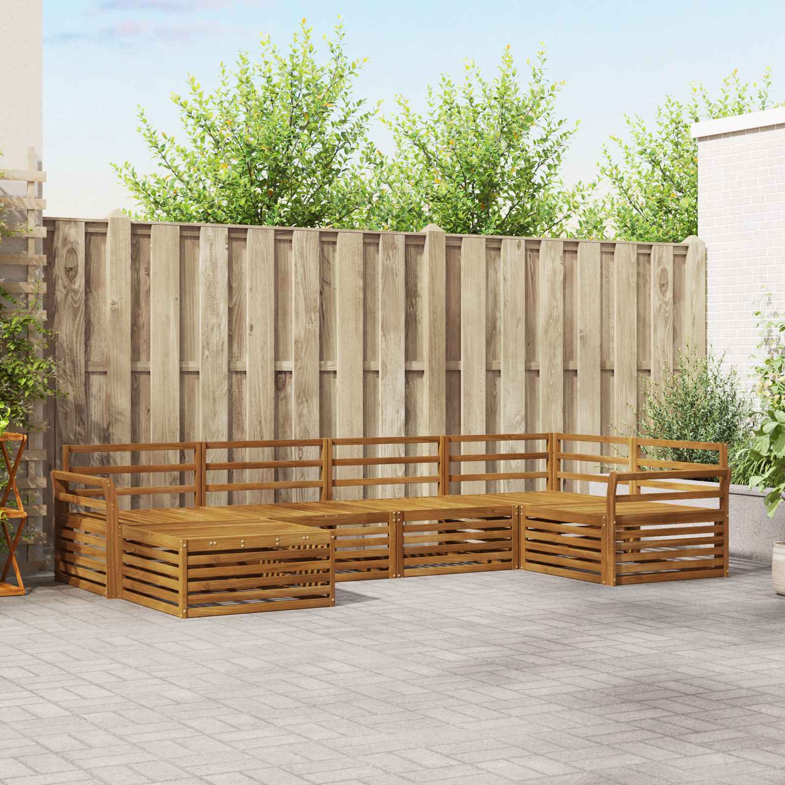 Buiten bankenset 6 pcs Naturel Massief Acaciahout is nu te koop bij PeponiXL, paradijselijk wonen!