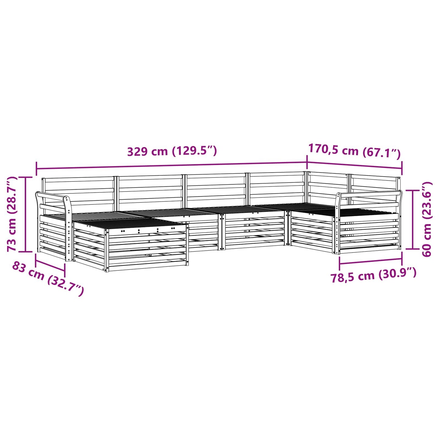 Buiten bankenset 6 pcs Naturel Massief Acaciahout is nu te koop bij PeponiXL, paradijselijk wonen!
