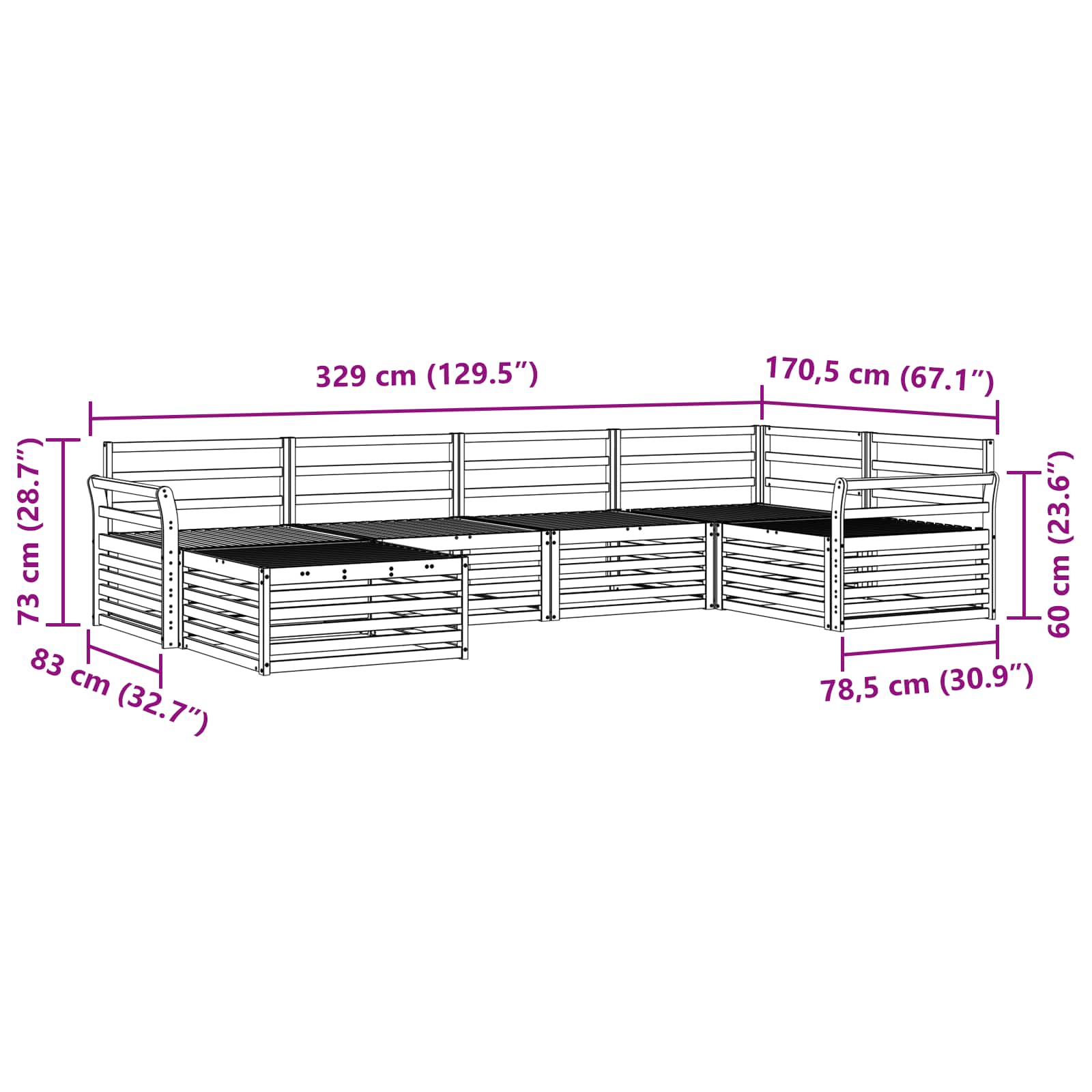 Buiten bankenset 6 pcs Naturel Massief Acaciahout is nu te koop bij PeponiXL, paradijselijk wonen!