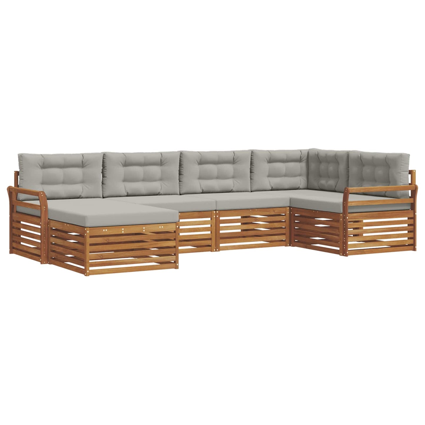 Buiten bankenset met kussen 6 pcs Natuurlijk en Lichtgrijs is nu te koop bij PeponiXL, paradijselijk wonen!