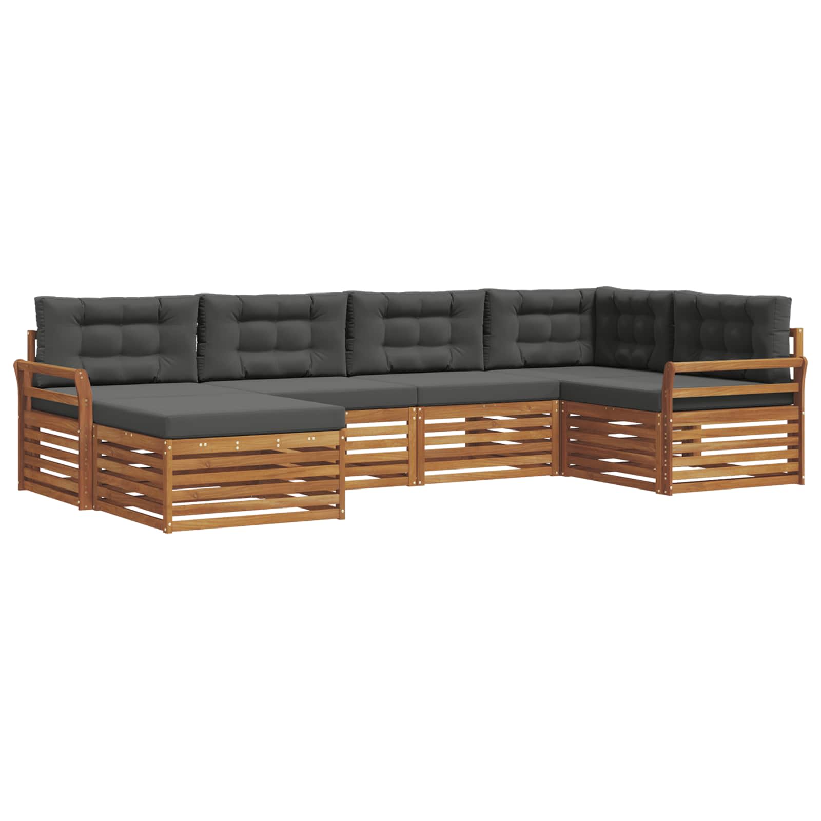 Buiten bankenset met kussen 6 pcs Natuurlijk en Antraciet is nu te koop bij PeponiXL, paradijselijk wonen!