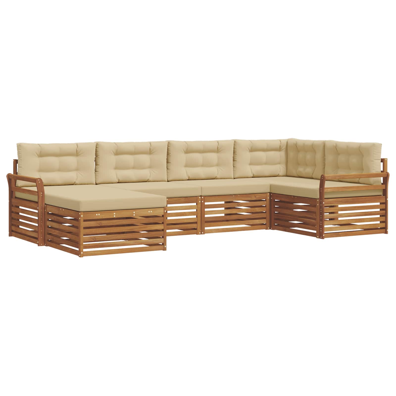 Buiten bankenset met kussen 6 pcs Natuurlijk en Beige is nu te koop bij PeponiXL, paradijselijk wonen!