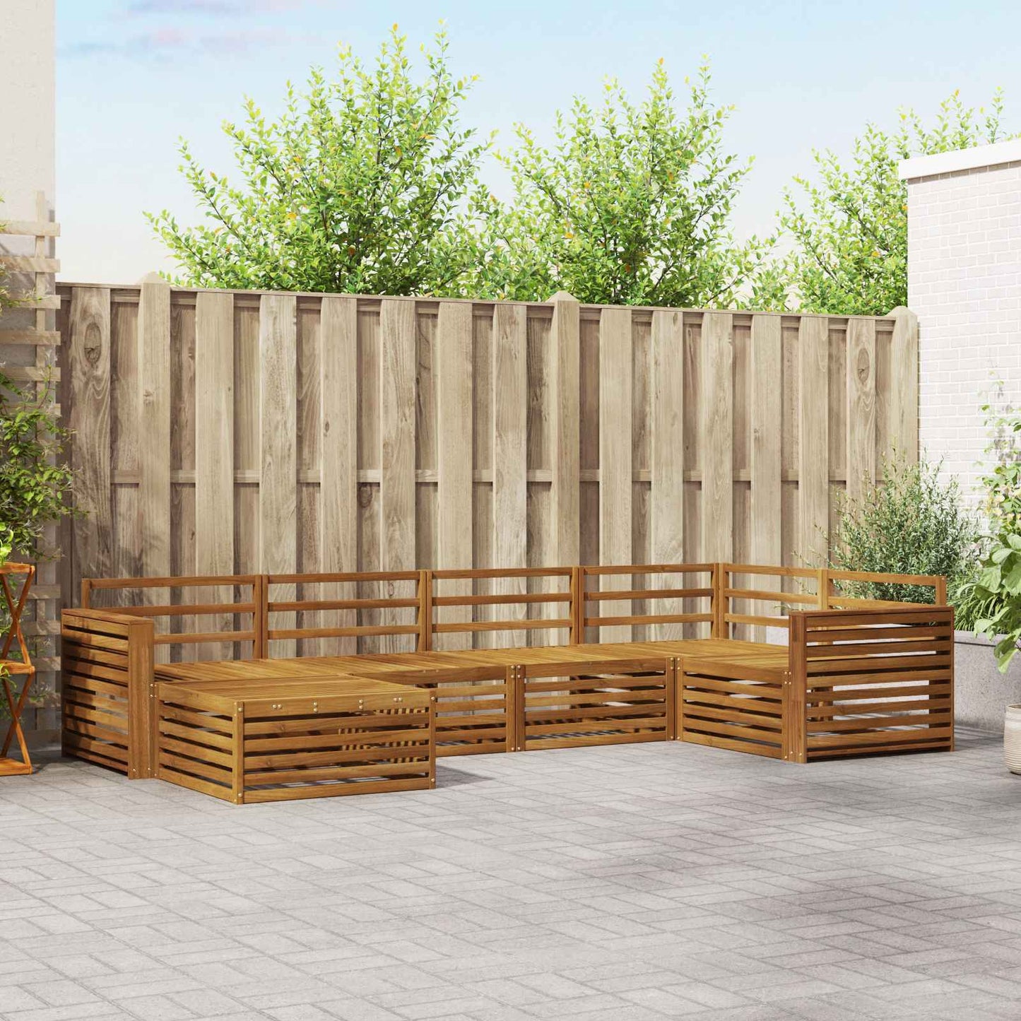 Buiten bankenset 6 pcs Naturel is nu te koop bij PeponiXL, paradijselijk wonen!