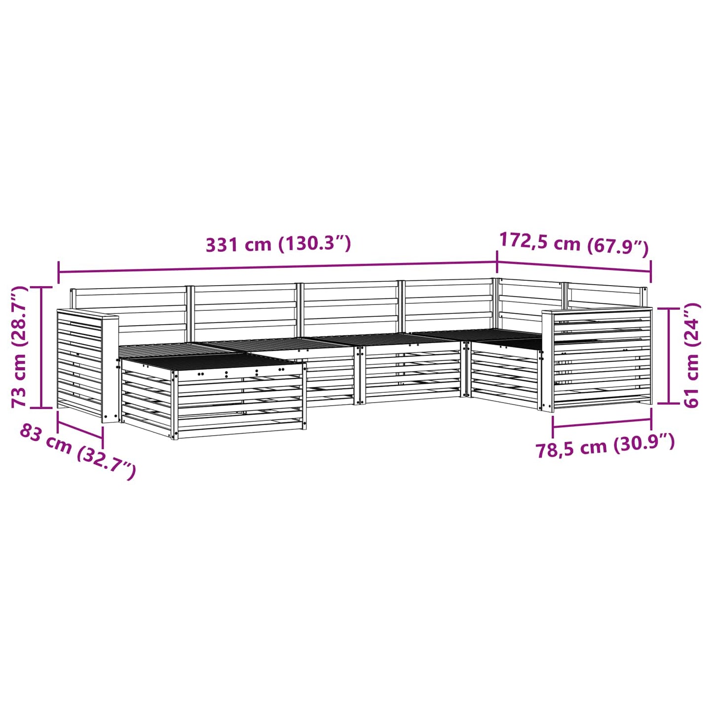 Buiten bankenset 6 pcs Naturel is nu te koop bij PeponiXL, paradijselijk wonen!