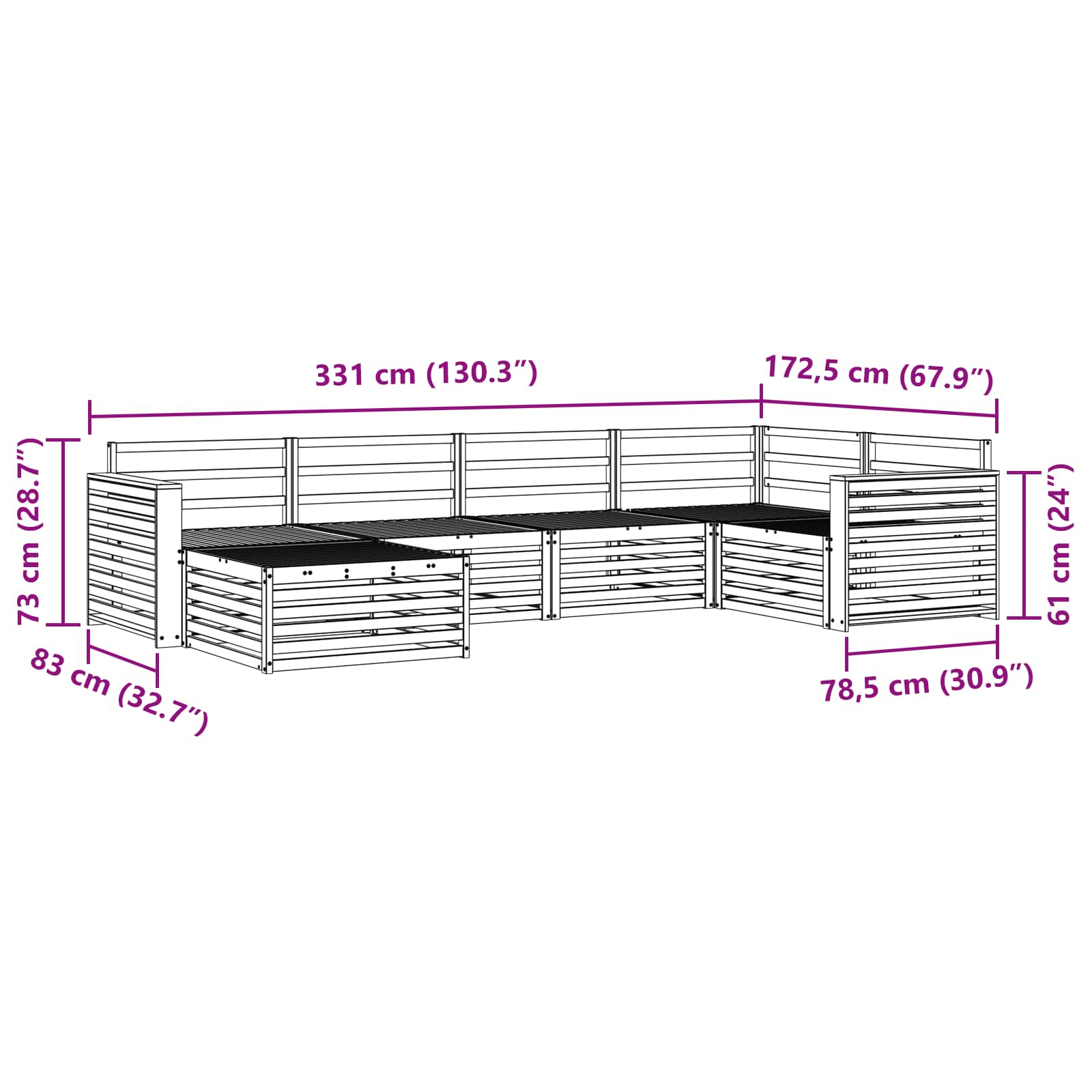 Buiten bankenset 6 pcs Naturel is nu te koop bij PeponiXL, paradijselijk wonen!