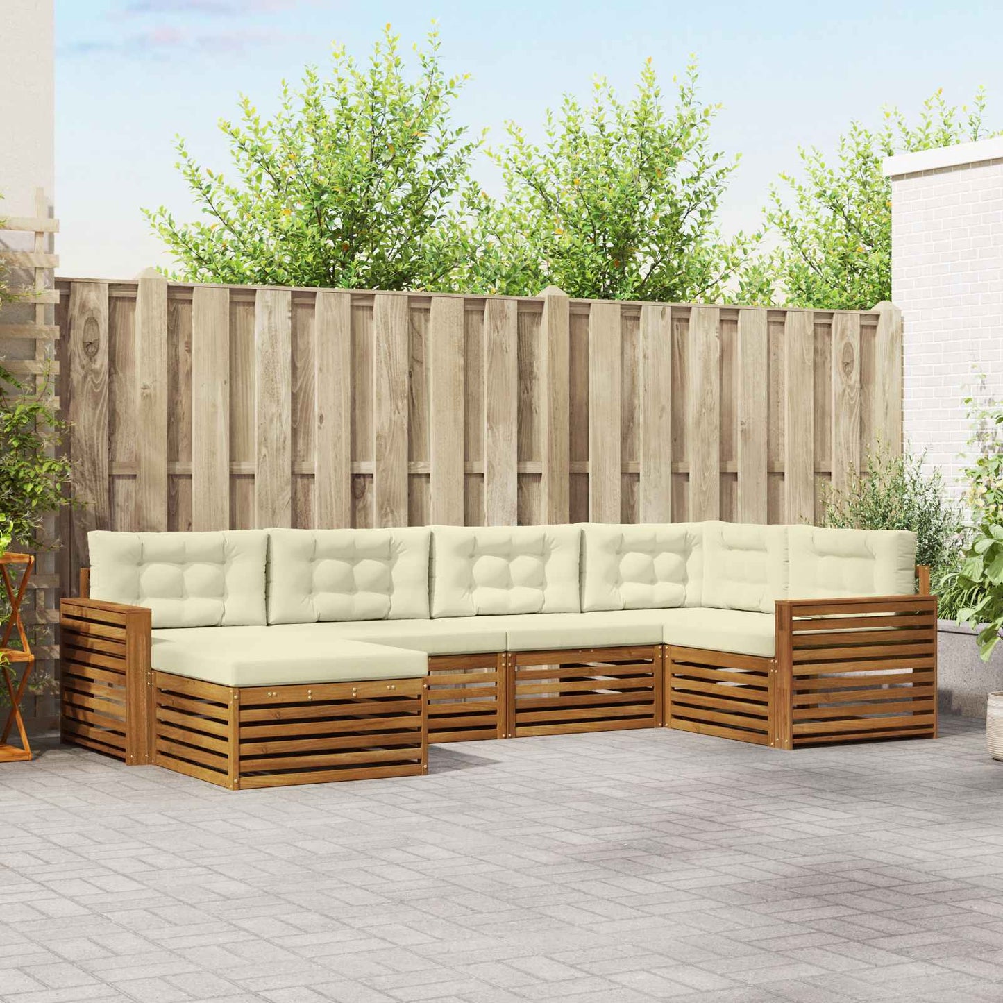 Buiten bankenset met kussen 6 pcs Natuurlijk en Crème is nu te koop bij PeponiXL, paradijselijk wonen!