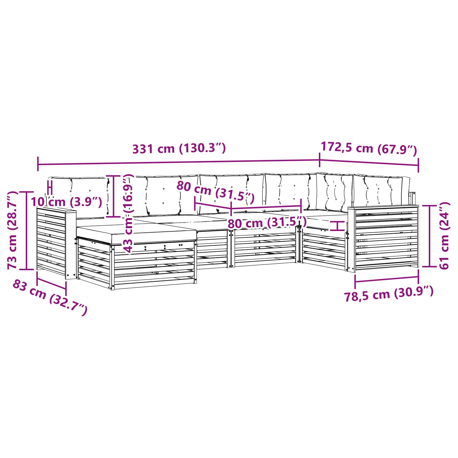 Buiten bankenset met kussen 6 pcs Natuurlijk en Lichtgrijs is nu te koop bij PeponiXL, paradijselijk wonen!