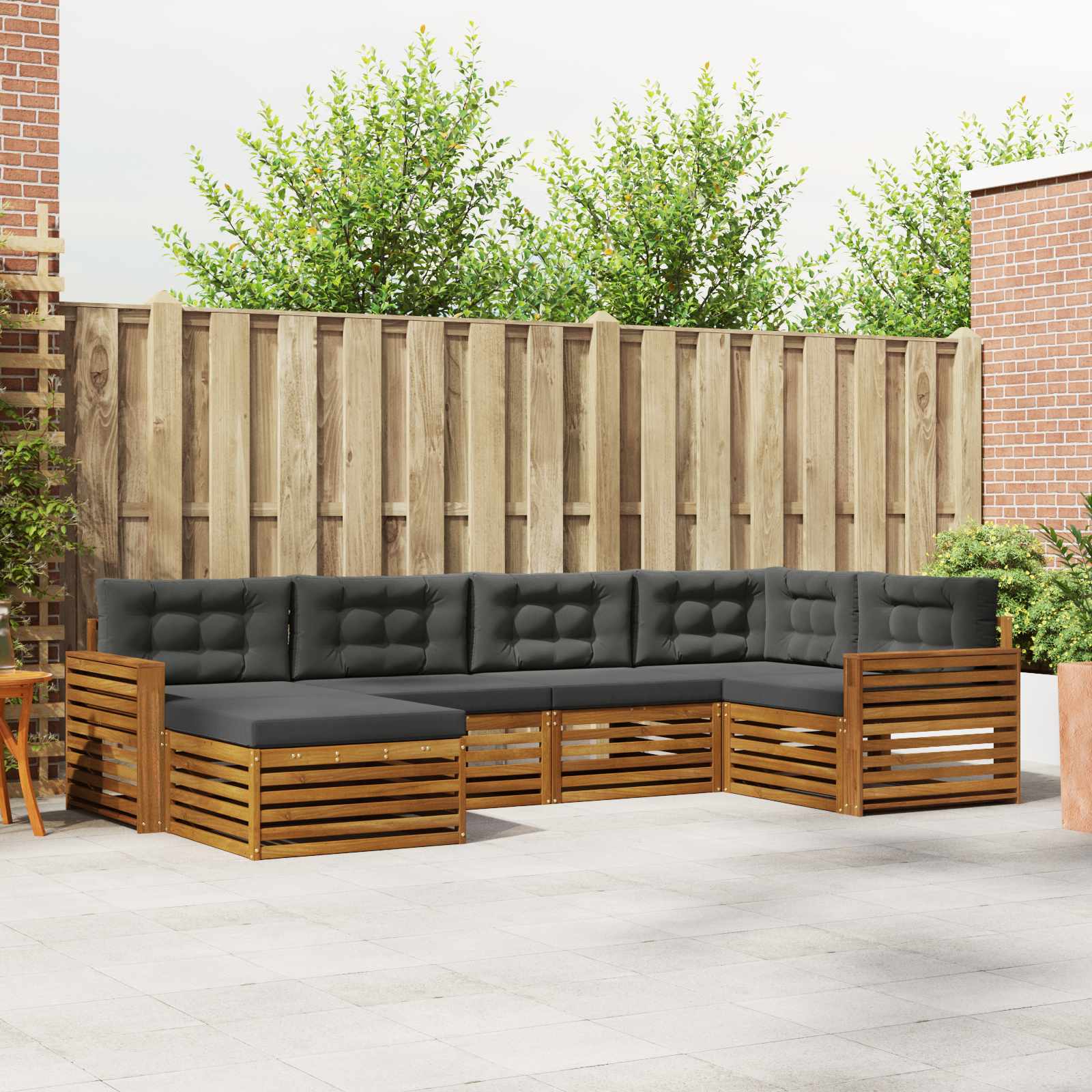 Buiten bankenset met kussen 6 pcs Natuurlijk en Antraciet is nu te koop bij PeponiXL, paradijselijk wonen!