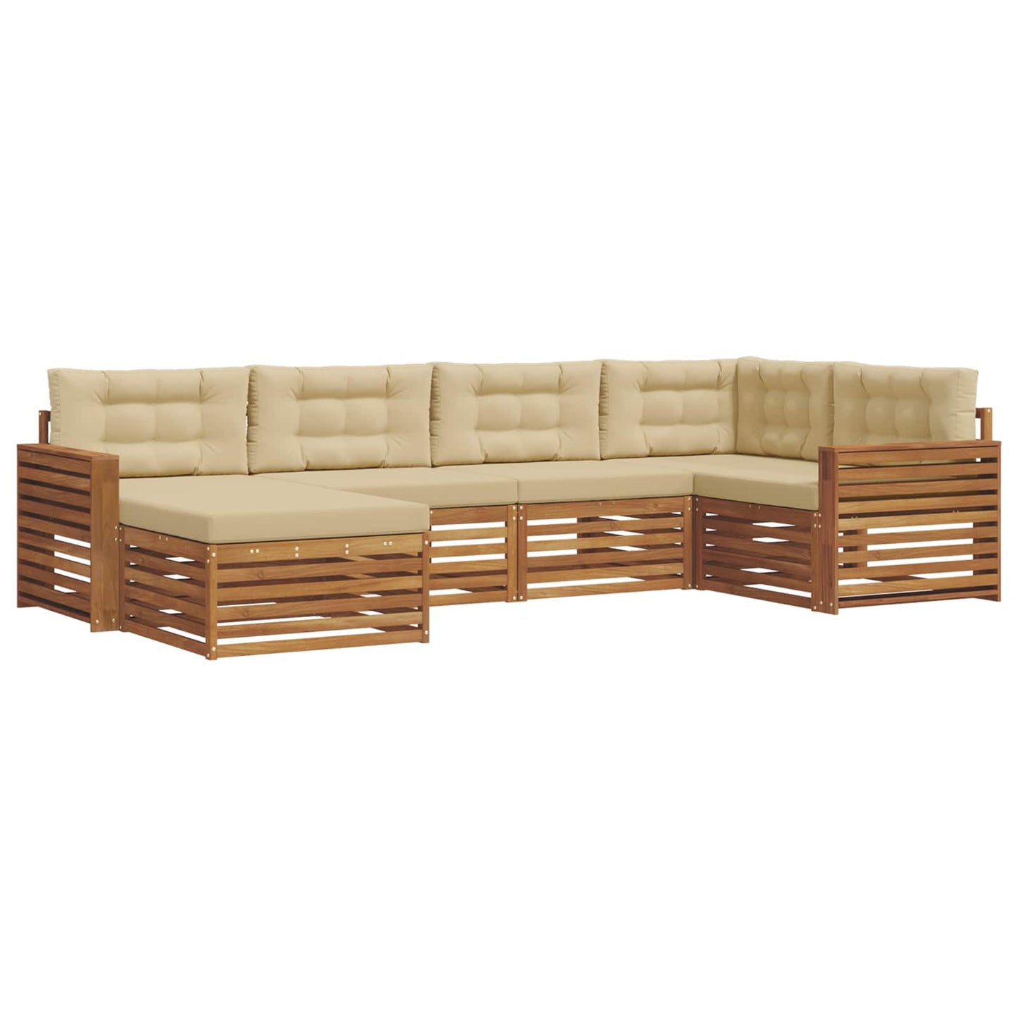 Buiten bankenset met kussen 6 pcs Natuurlijk en Beige is nu te koop bij PeponiXL, paradijselijk wonen!