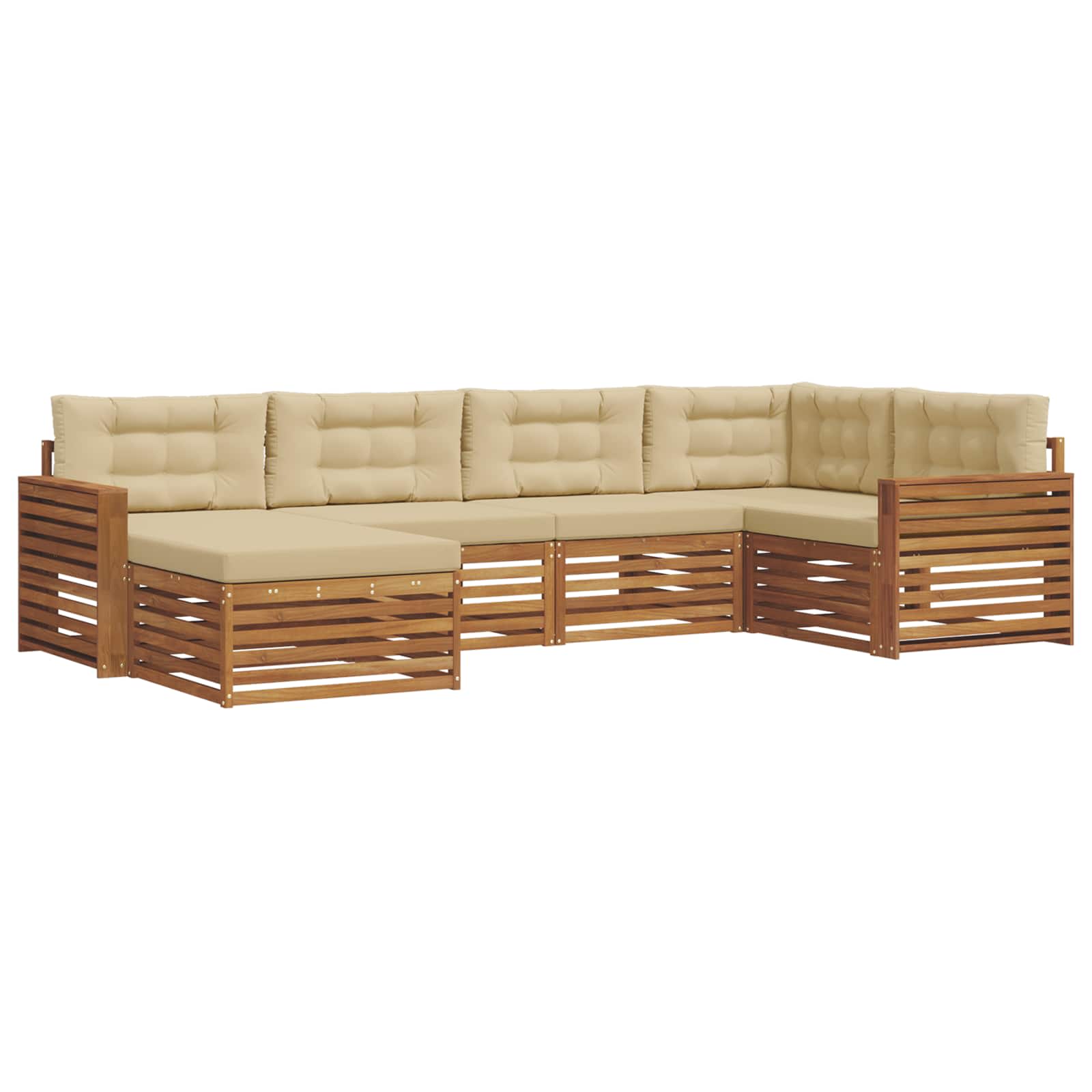 Buiten bankenset met kussen 6 pcs Natuurlijk en Beige is nu te koop bij PeponiXL, paradijselijk wonen!