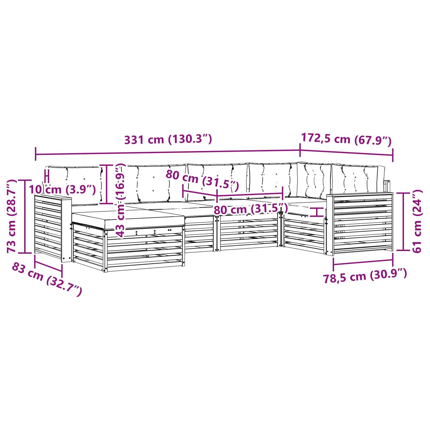 Buiten bankenset met kussen 6 pcs Natuurlijk en Beige is nu te koop bij PeponiXL, paradijselijk wonen!