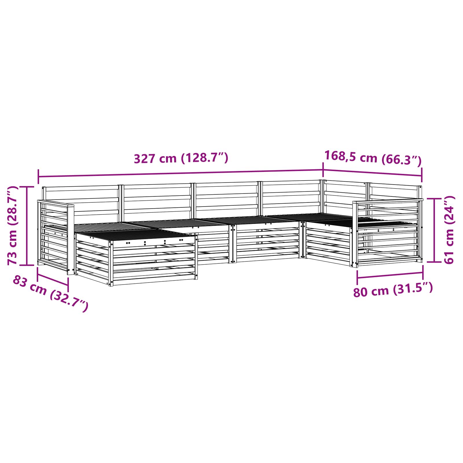 Buiten bankenset 6 pcs Naturel is nu te koop bij PeponiXL, paradijselijk wonen!