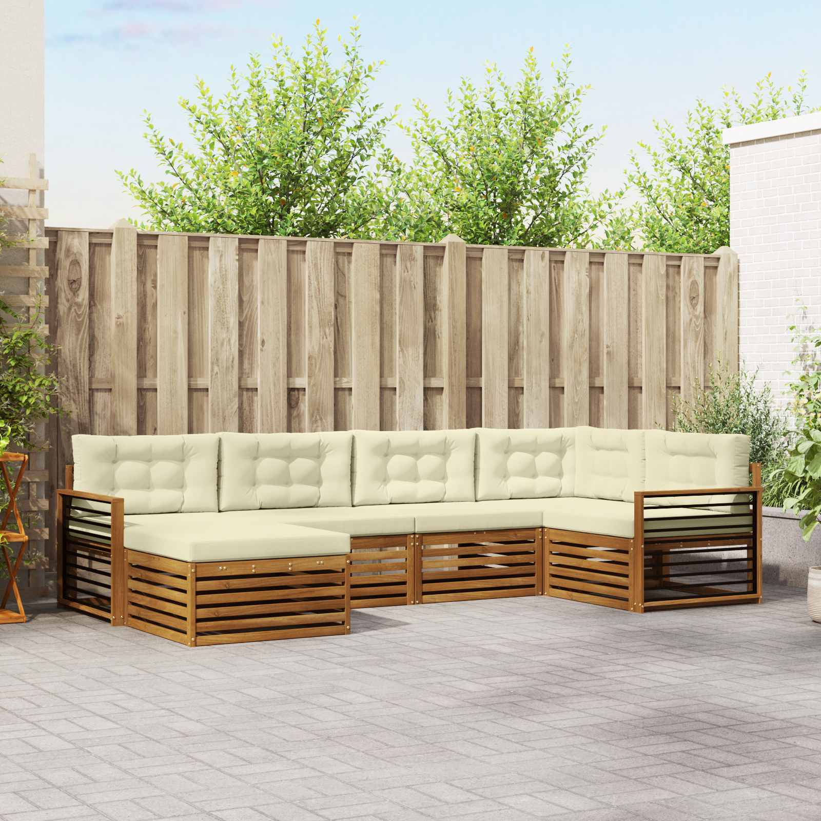 Buiten bankenset met kussen 6 pcs Natuurlijk en Crème is nu te koop bij PeponiXL, paradijselijk wonen!