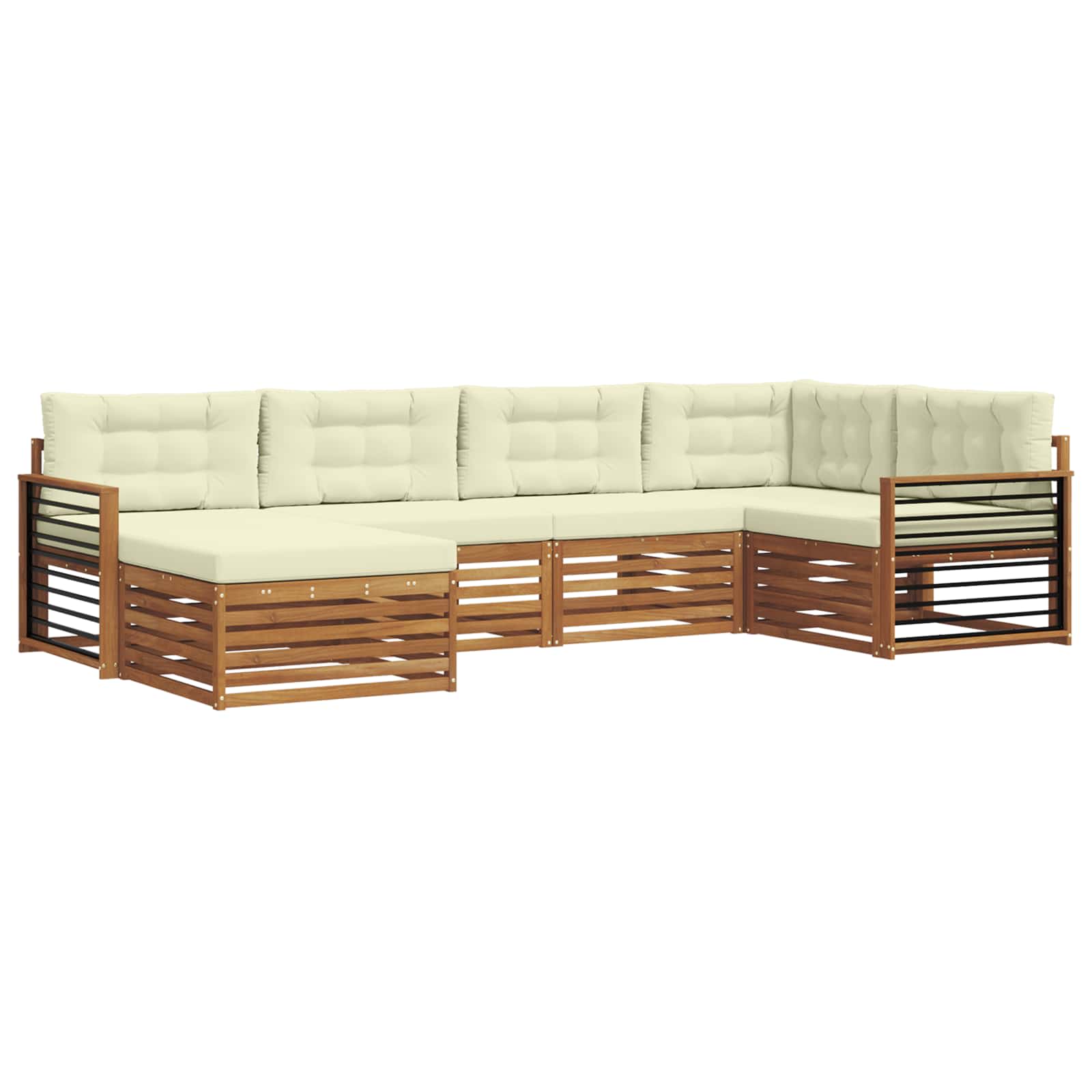 Buiten bankenset met kussen 6 pcs Natuurlijk en Crème is nu te koop bij PeponiXL, paradijselijk wonen!