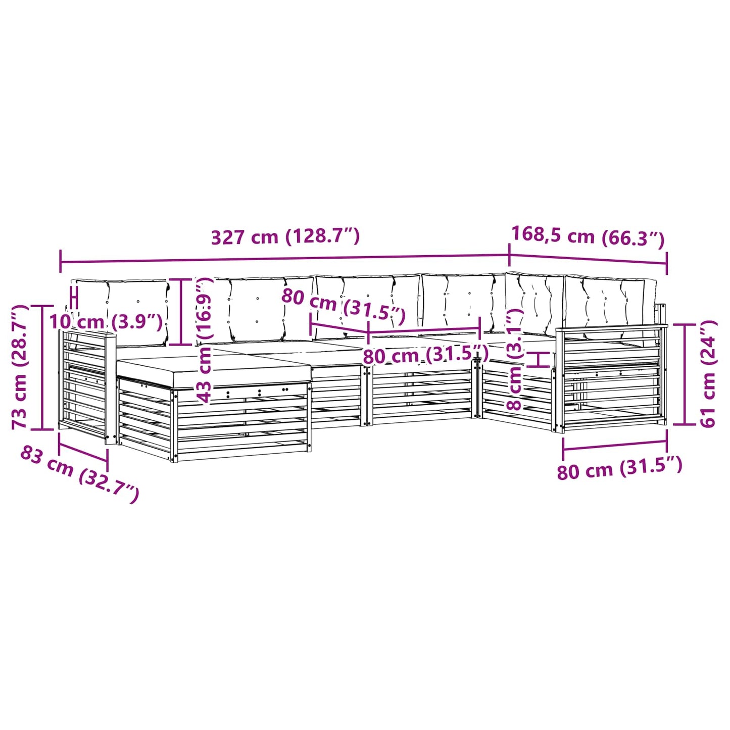 Buiten bankenset met kussen 6 pcs Natuurlijk en Crème is nu te koop bij PeponiXL, paradijselijk wonen!