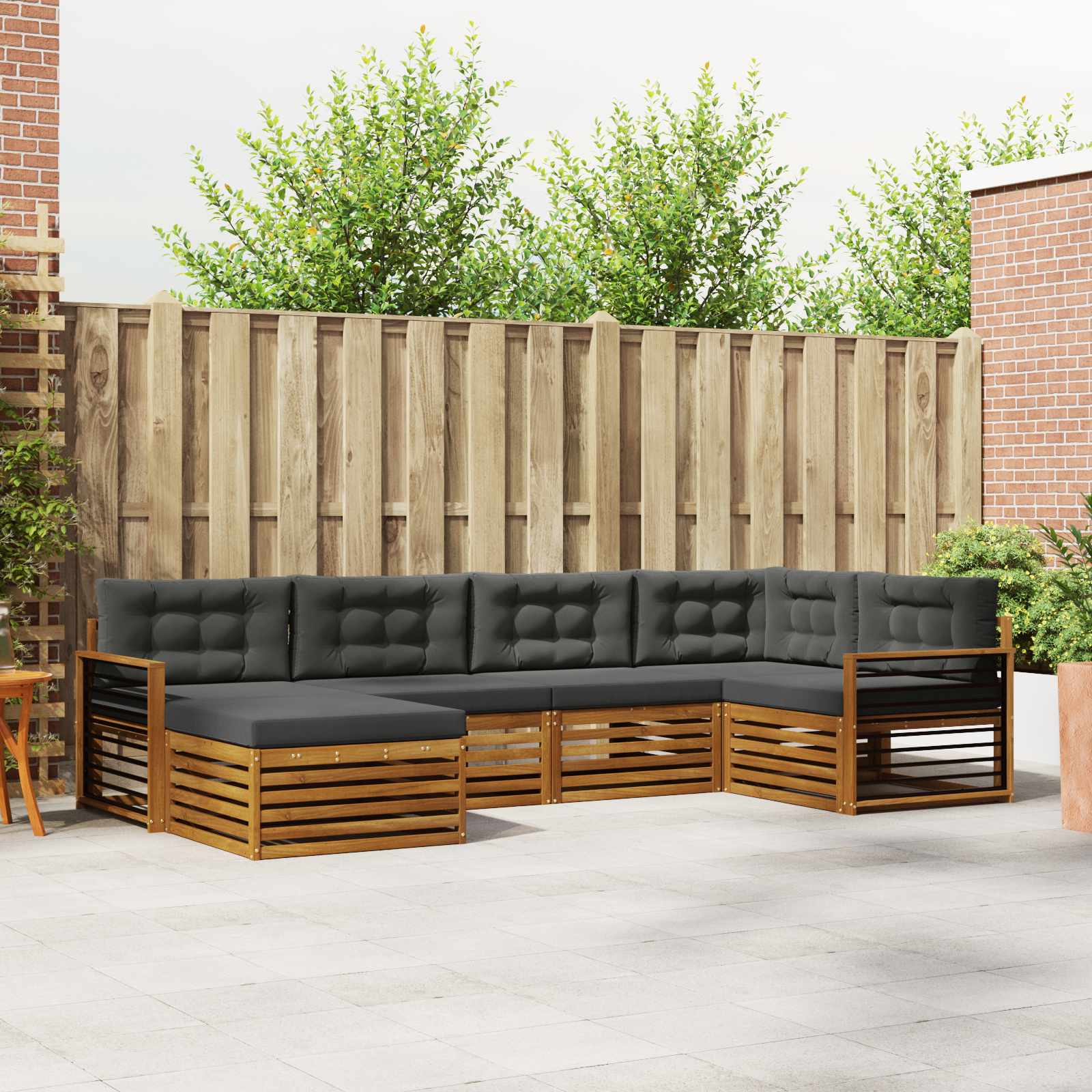 Buiten bankenset met kussen 6 pcs Natuurlijk en Antraciet is nu te koop bij PeponiXL, paradijselijk wonen!