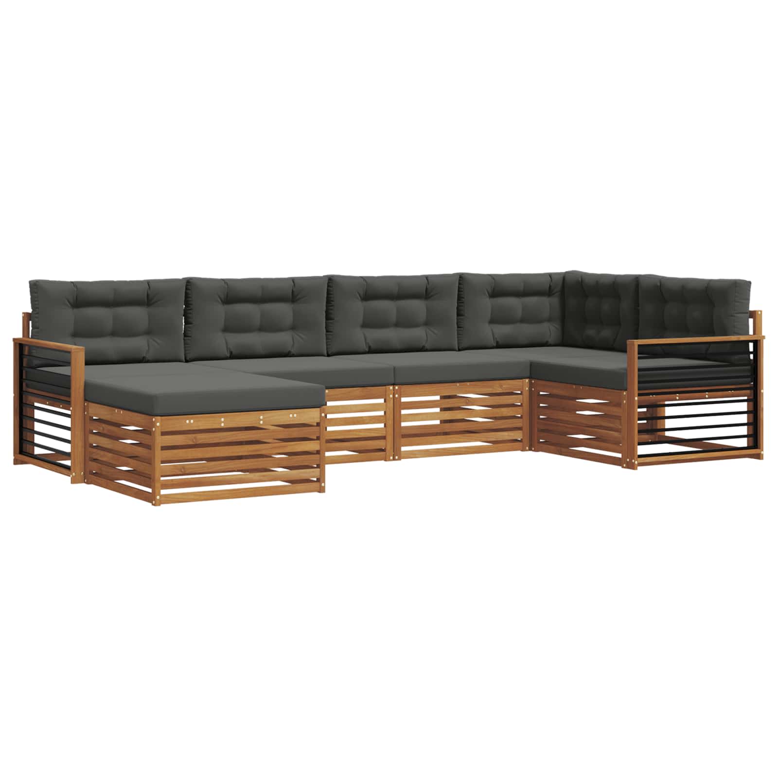 Buiten bankenset met kussen 6 pcs Natuurlijk en Antraciet is nu te koop bij PeponiXL, paradijselijk wonen!