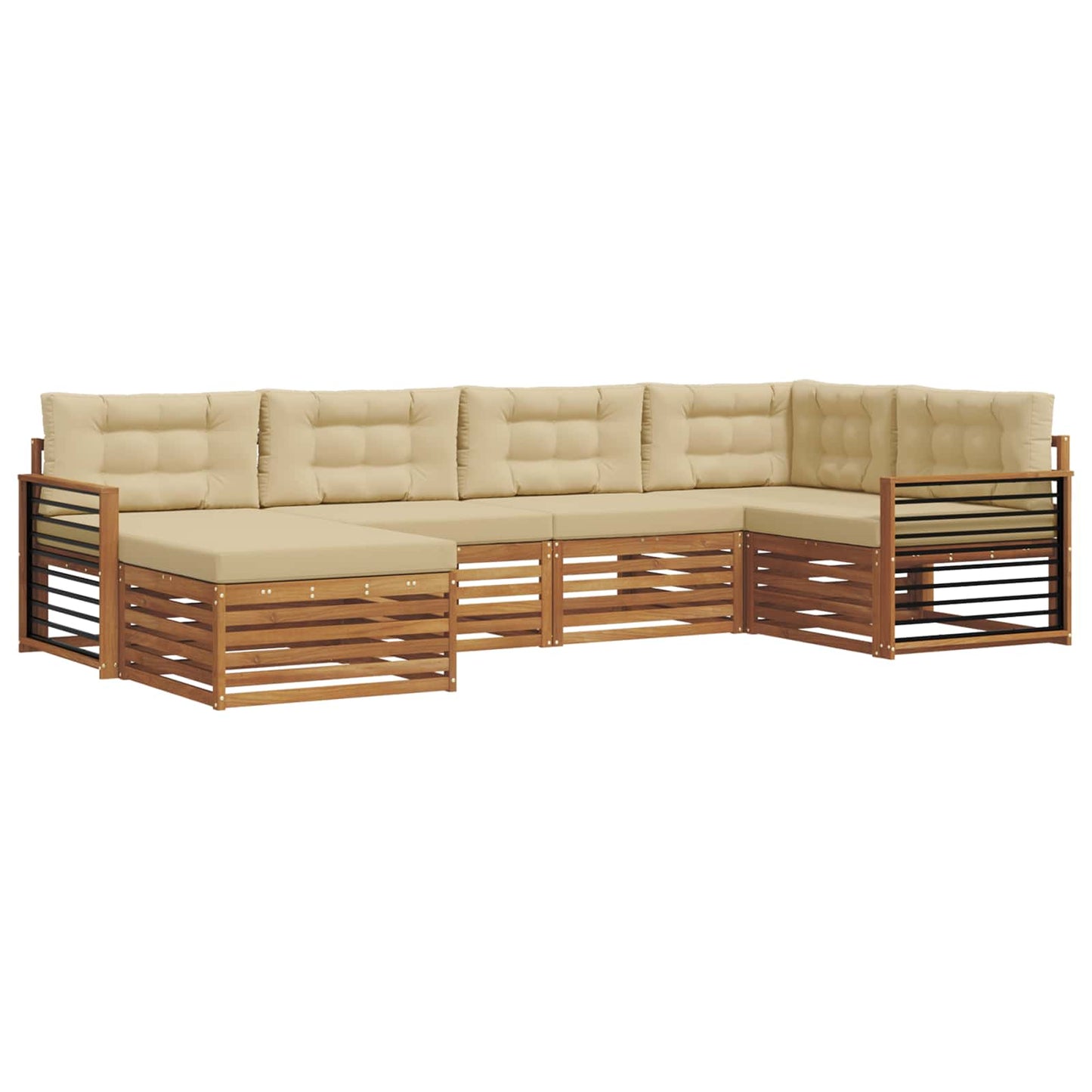 Buiten bankenset met kussen 6 pcs Natuurlijk en Beige is nu te koop bij PeponiXL, paradijselijk wonen!