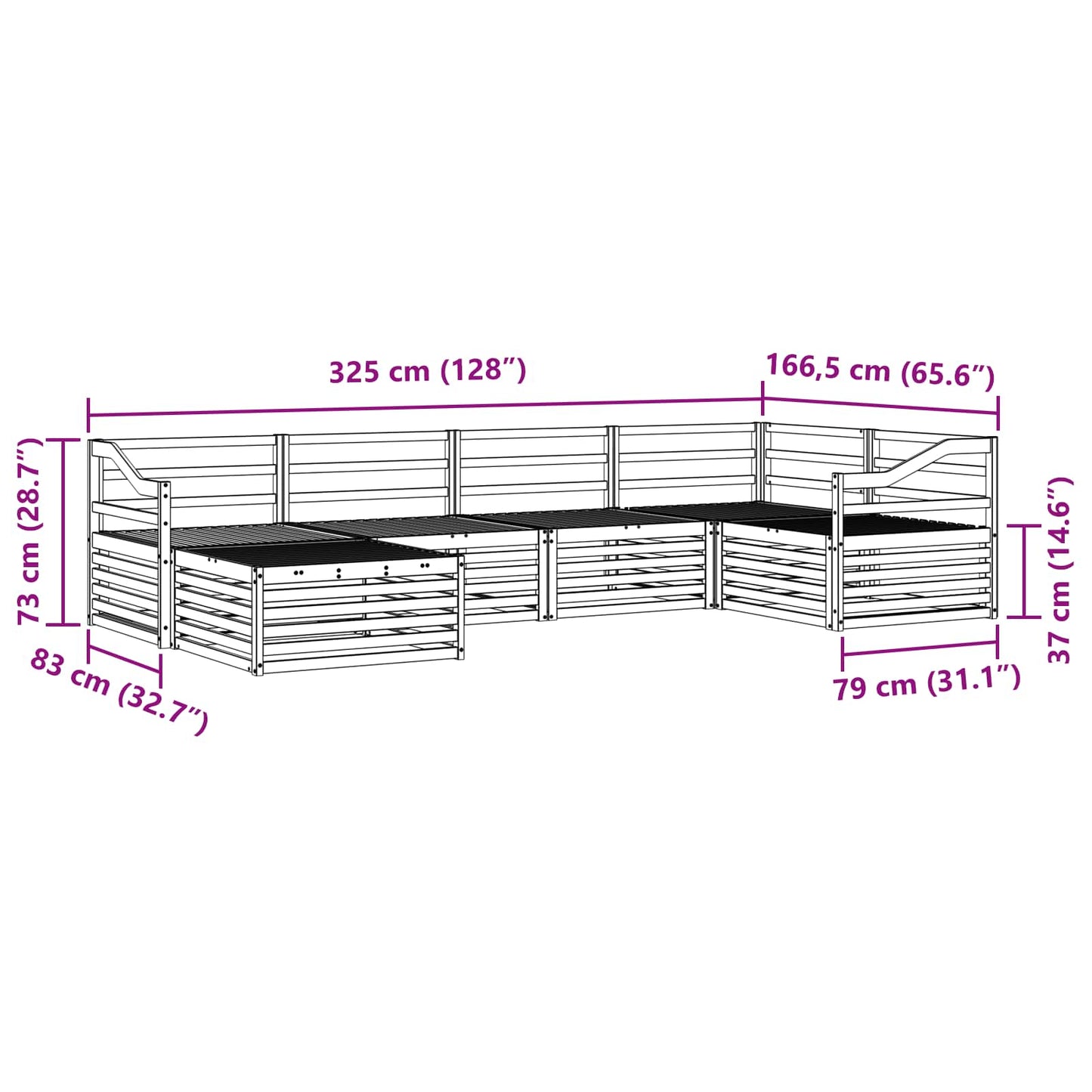 Buiten bankenset 6 pcs Naturel is nu te koop bij PeponiXL, paradijselijk wonen!