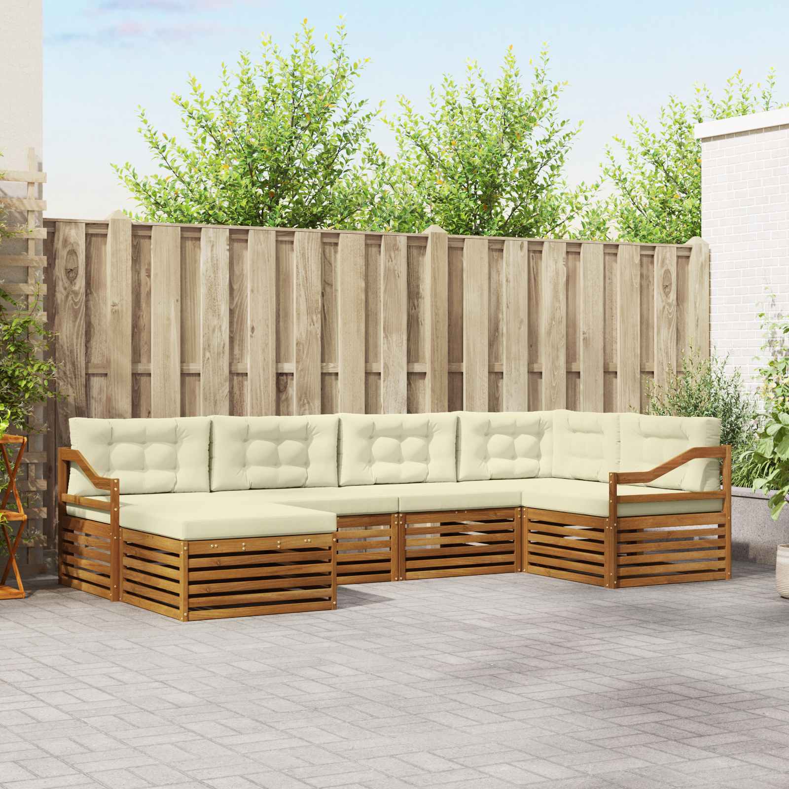 Buiten bankenset met kussen 6 pcs Natuurlijk en Crème is nu te koop bij PeponiXL, paradijselijk wonen!