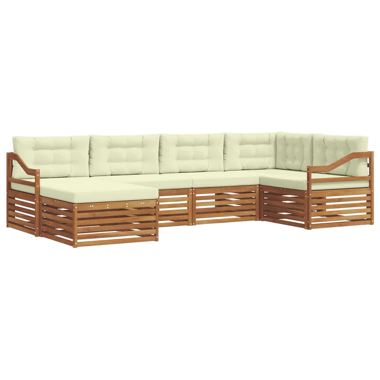 Buiten bankenset met kussen 6 pcs Natuurlijk en Crème is nu te koop bij PeponiXL, paradijselijk wonen!